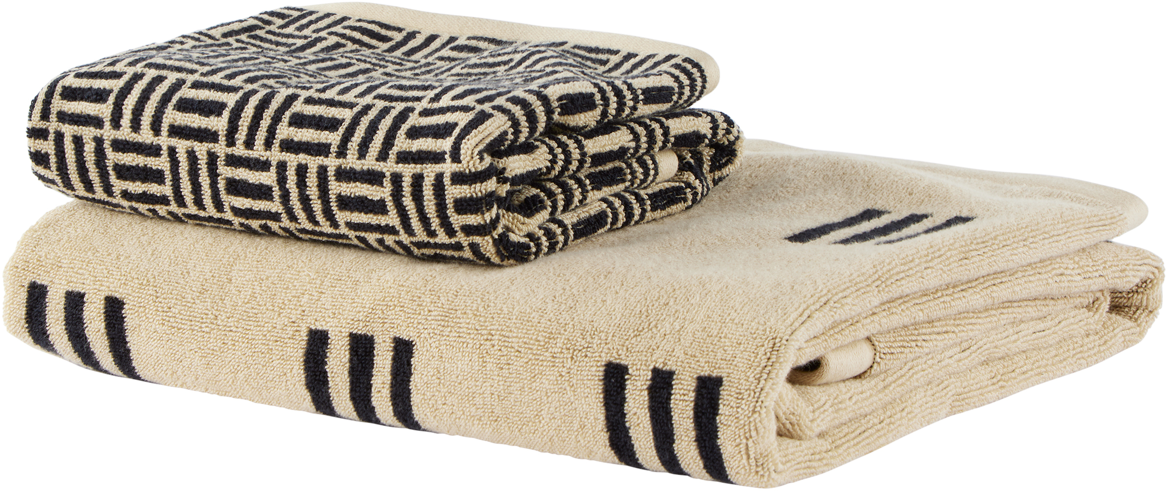 Baina Beige & Black Torrens Claremont Towel Set