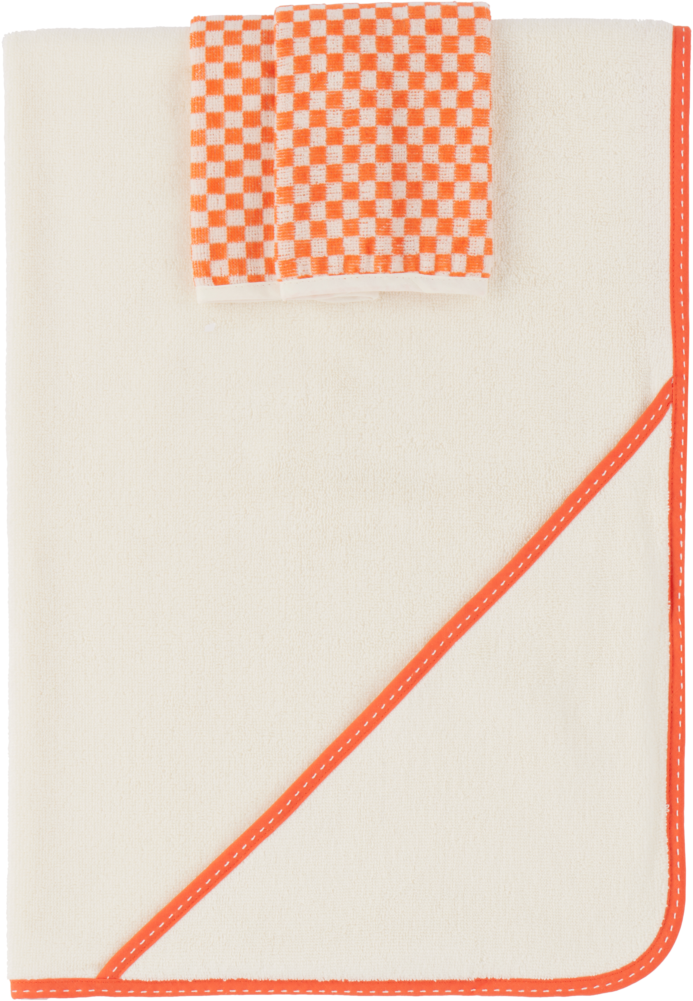 Baina White & Red Baby Towel Set