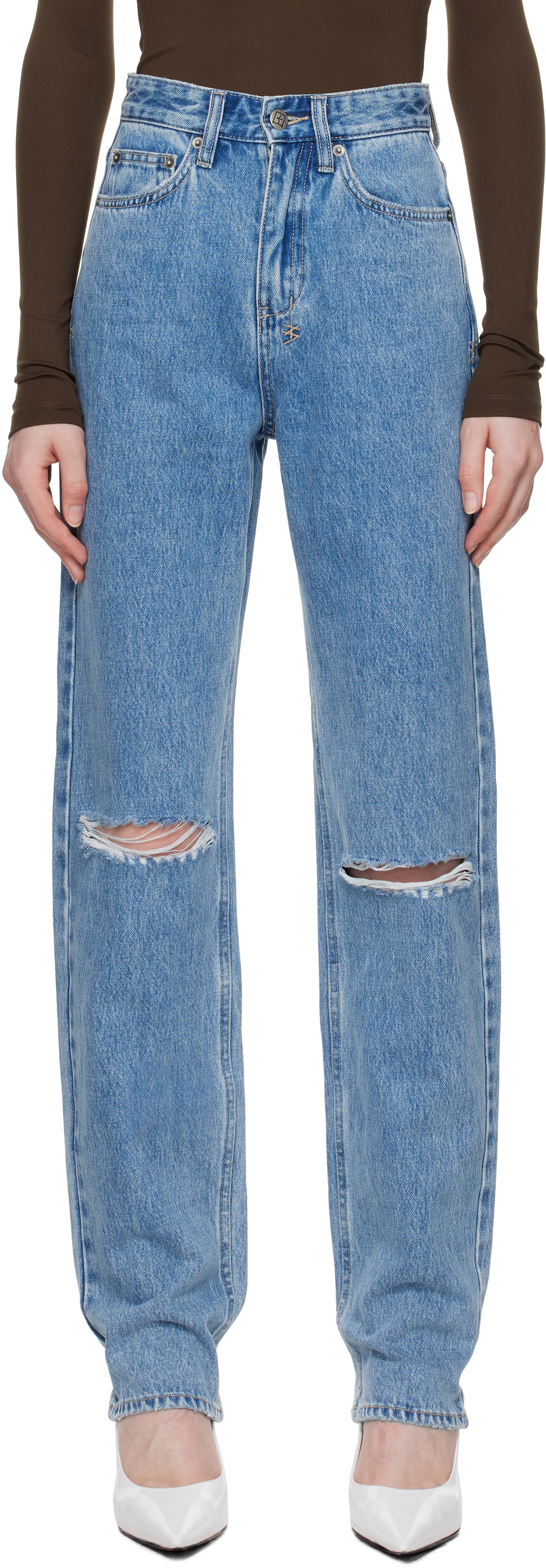 Ksubi Blue Playback Authentik Trashed Jeans In Denim