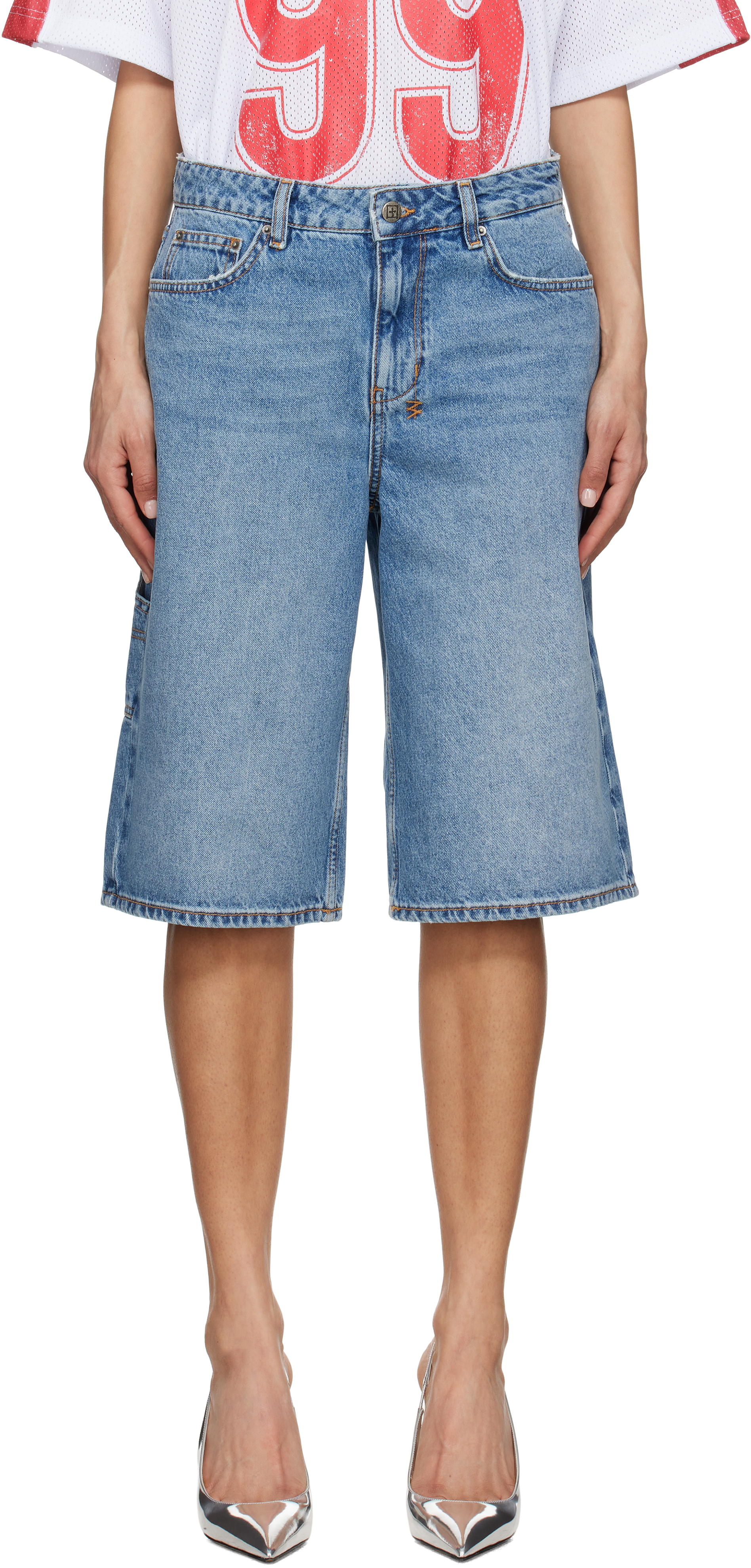 Blue Low Rider Swept Denim Shorts