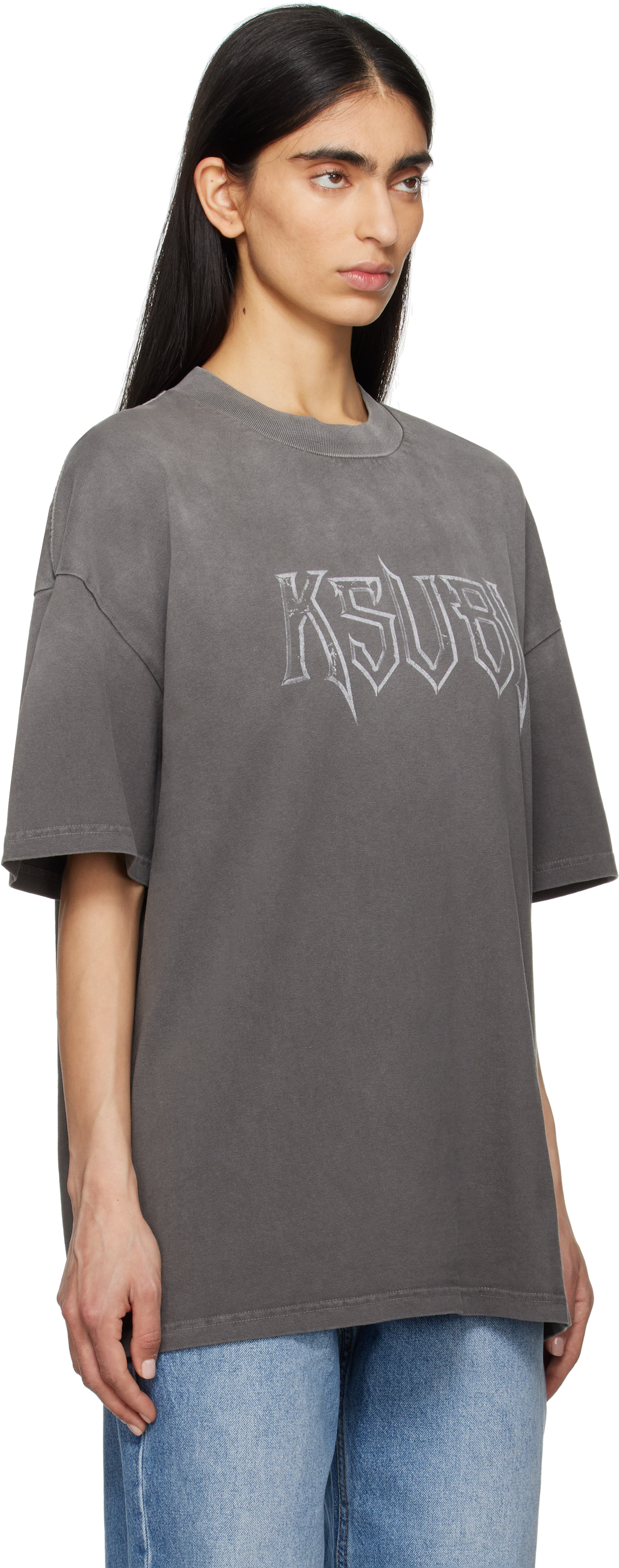 Shop Ksubi Gray Kingdom Boyfriend Ss T-shirt In Charcoal