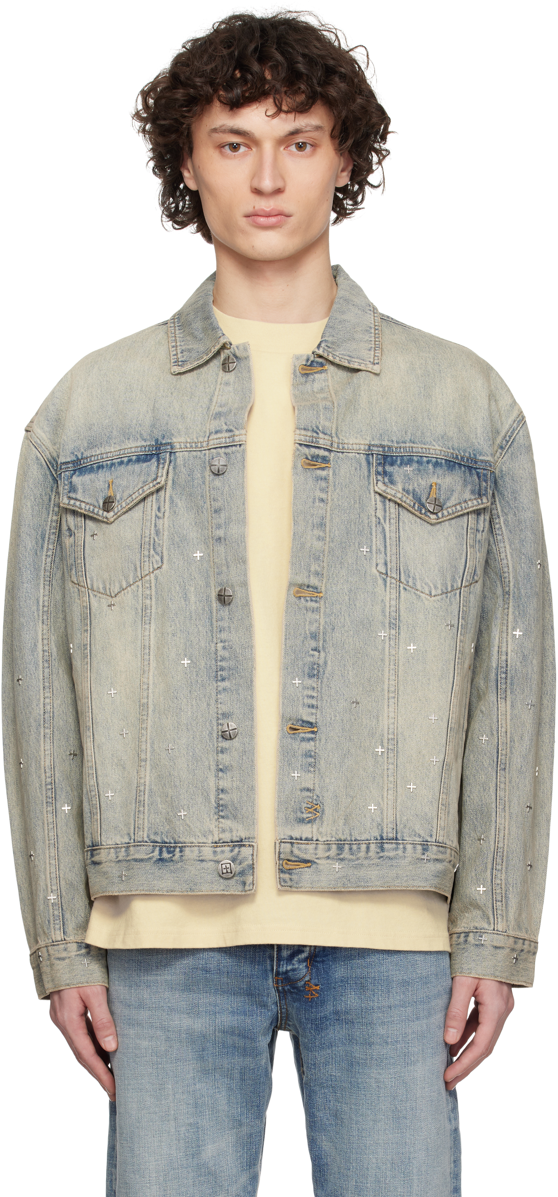 Ksubi Blue Oh G Stagelight Metalik Denim Jacket In Denim