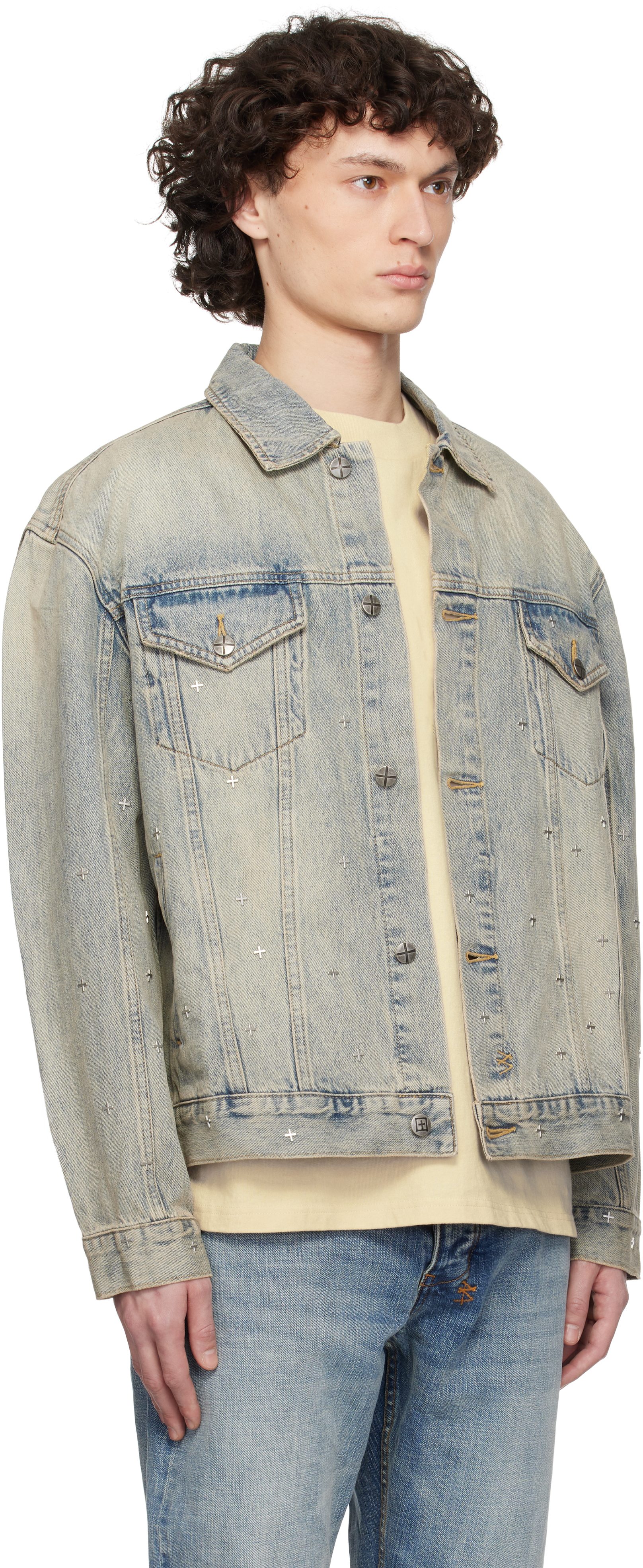 Ksubi Blue Oh G Stagelight Metalik Denim Jacket In Denim