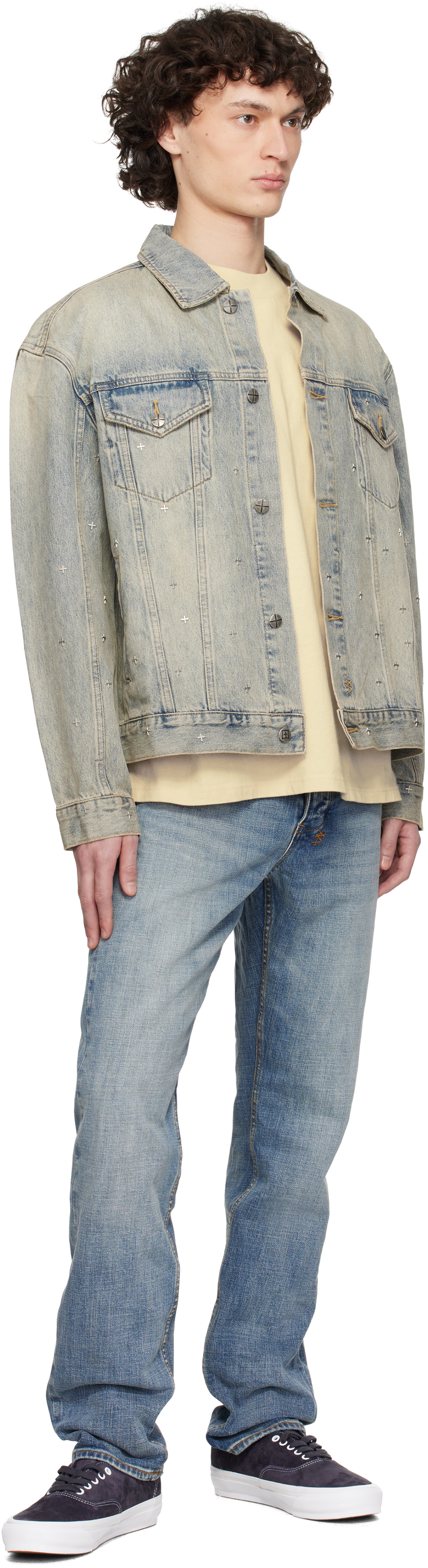 Ksubi Blue Oh G Stagelight Metalik Denim Jacket In Denim