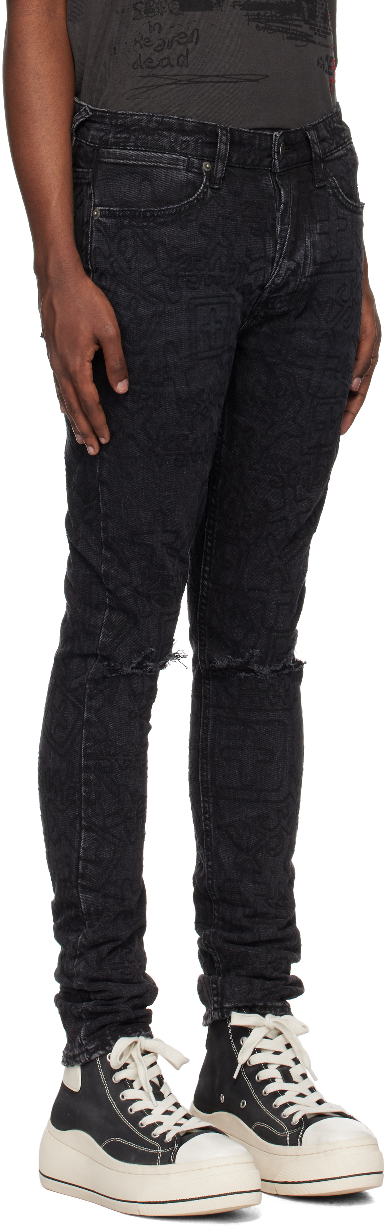 KSUBI BLACK VAN WINKLE STENCIL JEANS 