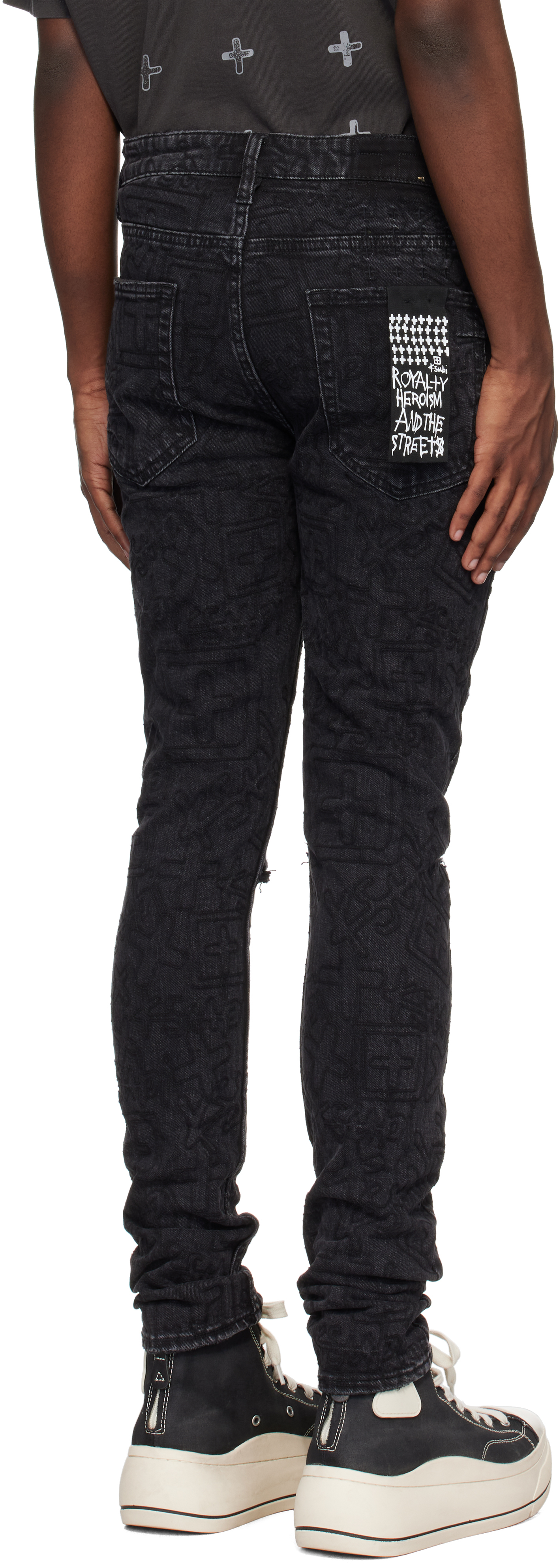 KSUBI BLACK VAN WINKLE STENCIL JEANS 