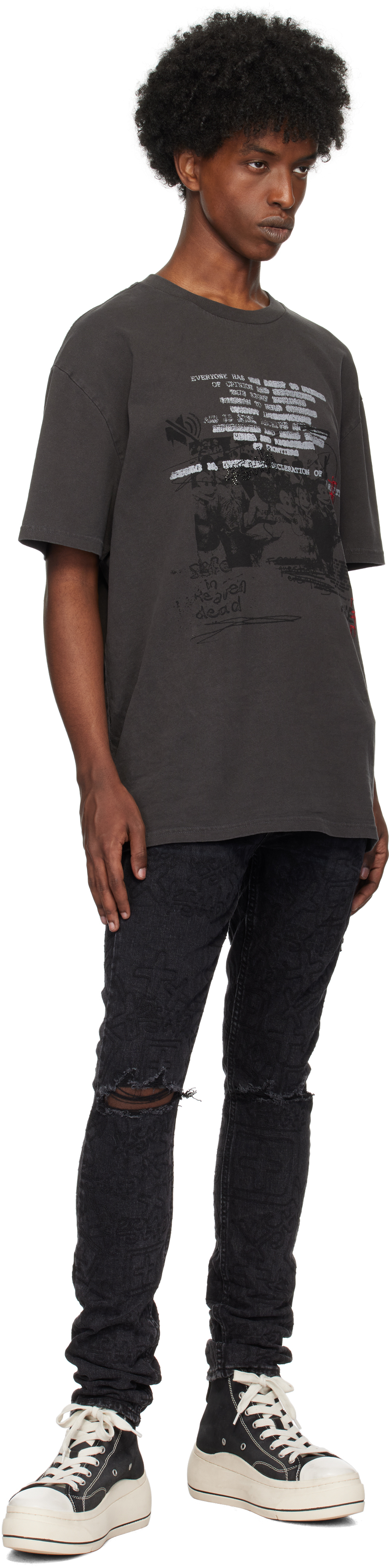 KSUBI BLACK VAN WINKLE STENCIL JEANS 
