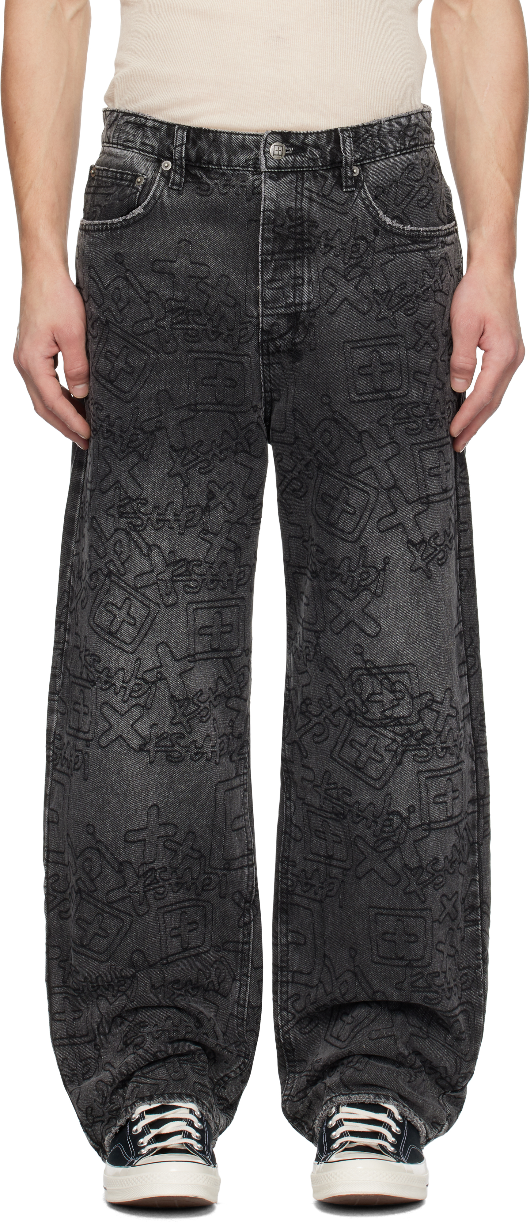 Black MAXX Stencil Stitch Jeans