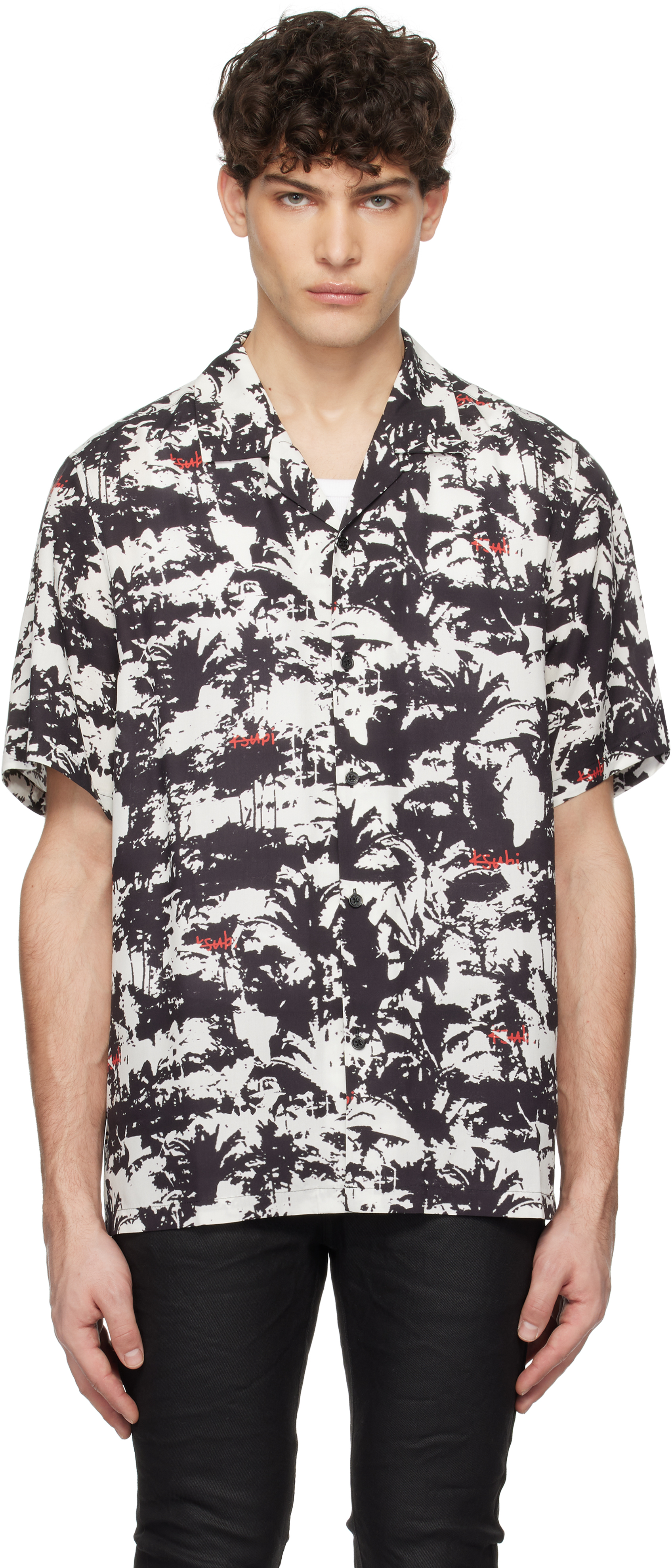 Black & White Palmtree Resort Shirt