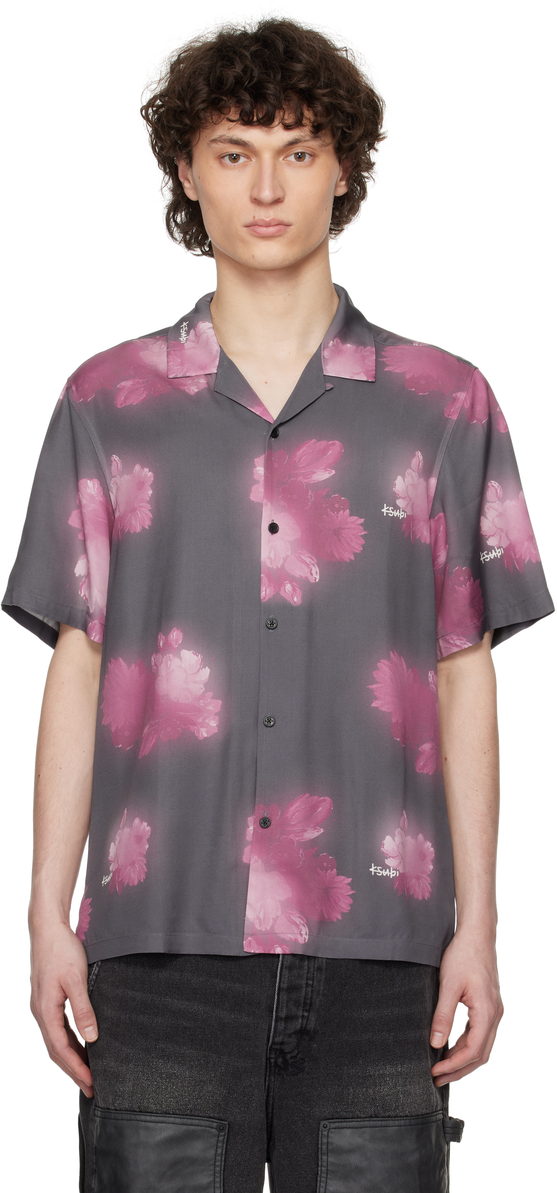 Shop Ksubi Gray & Pink Cursed Resort S/s Shirt In Black