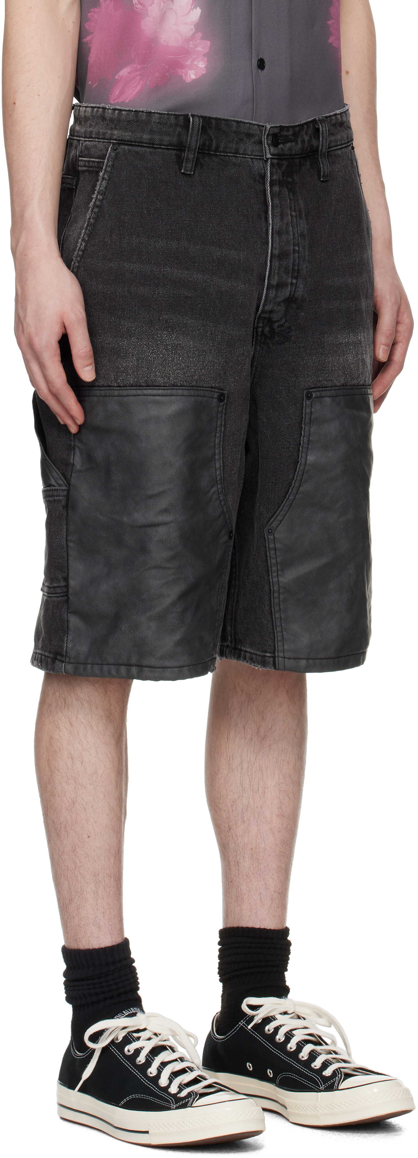 Ksubi Maxx Operator Torqued Denim Shorts In Black