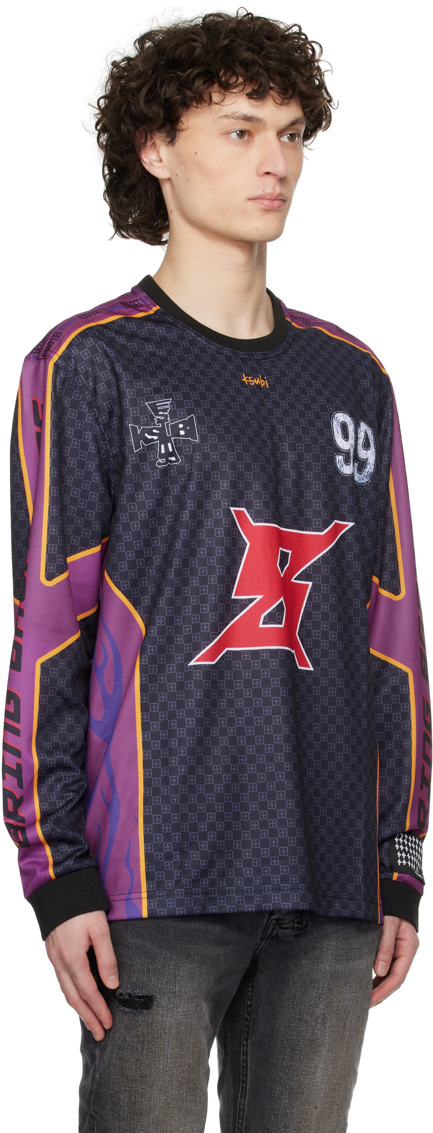 Shop Ksubi Black & Purple Stinger Ls Moto Jersey In Multi Colour