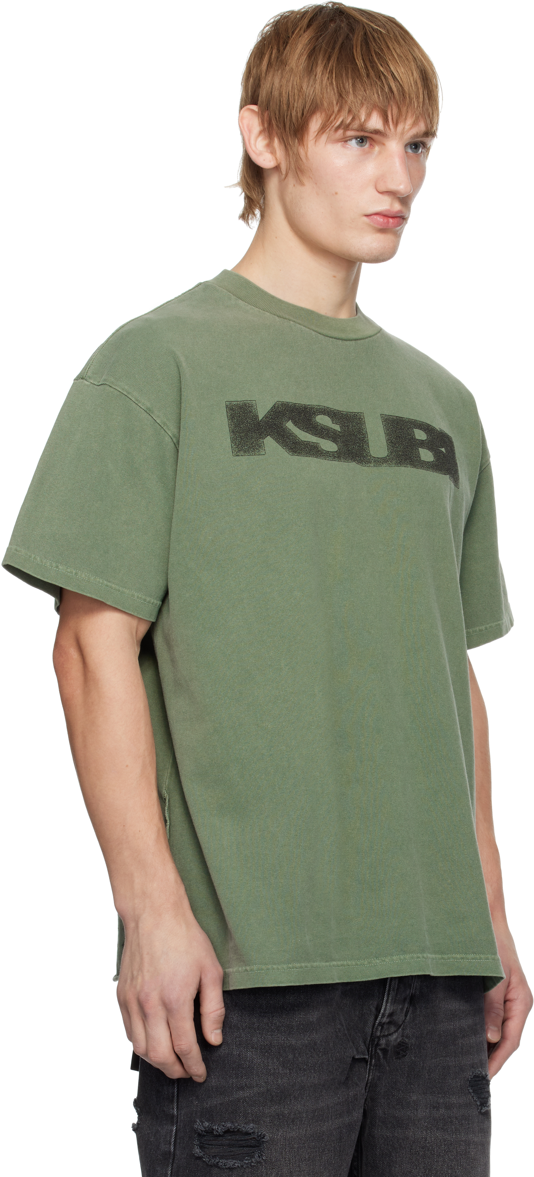 Shop Ksubi Green World Order Ekcess Hash T-shirt