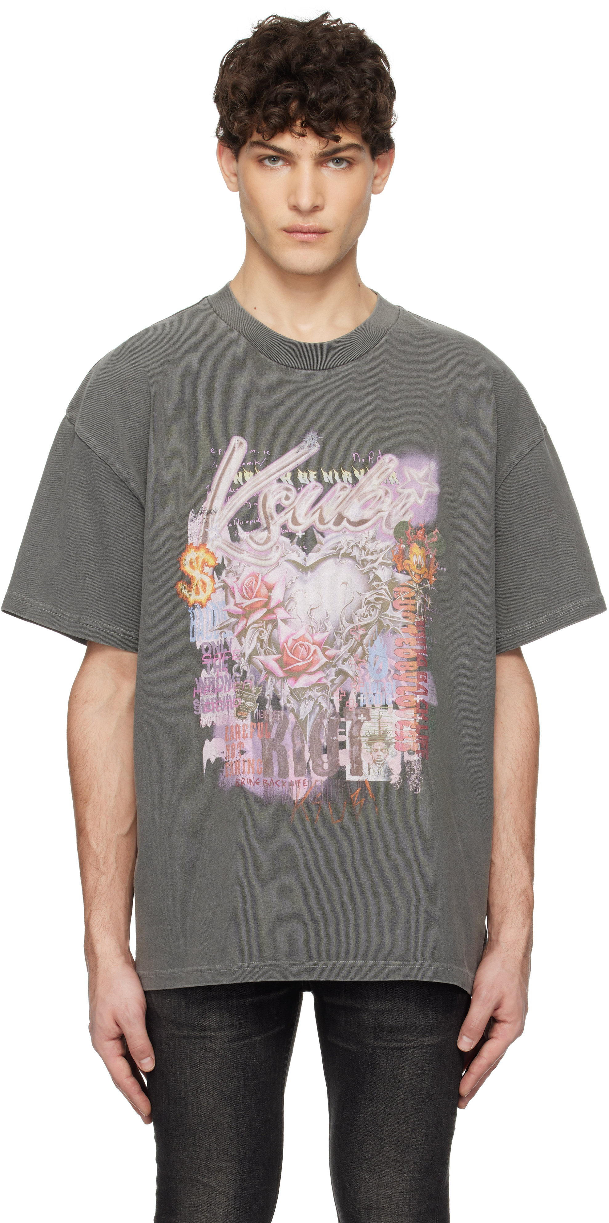 【関税込み】Ksubi グレー Sketch Ekcess Tシャツ Ksubi Sketch Ekcess Tシャツ | グレー | FARFETCH JP