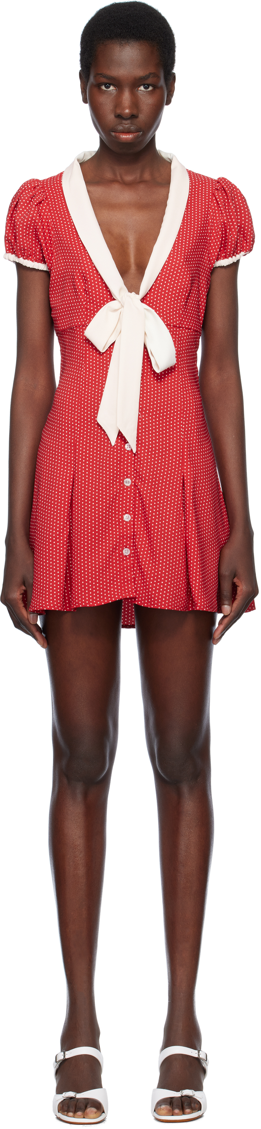 FRANKIES BIKINIS RED MANHATTAN BUTTON UP MINIDRESS