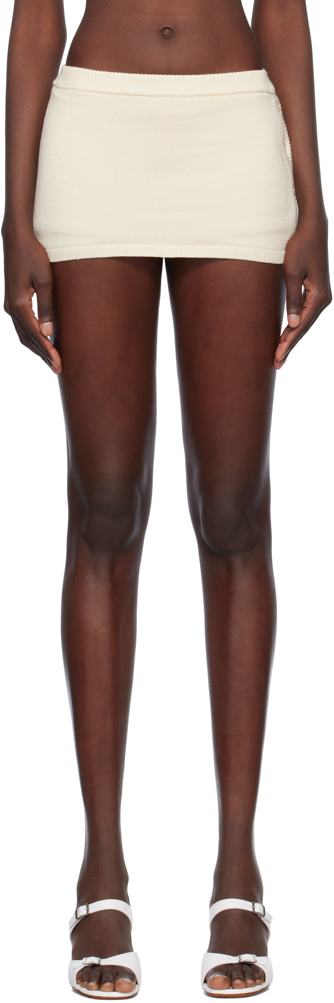 FRANKIES BIKINIS OFF-WHITE ASH KNIT MINI SKORT 
