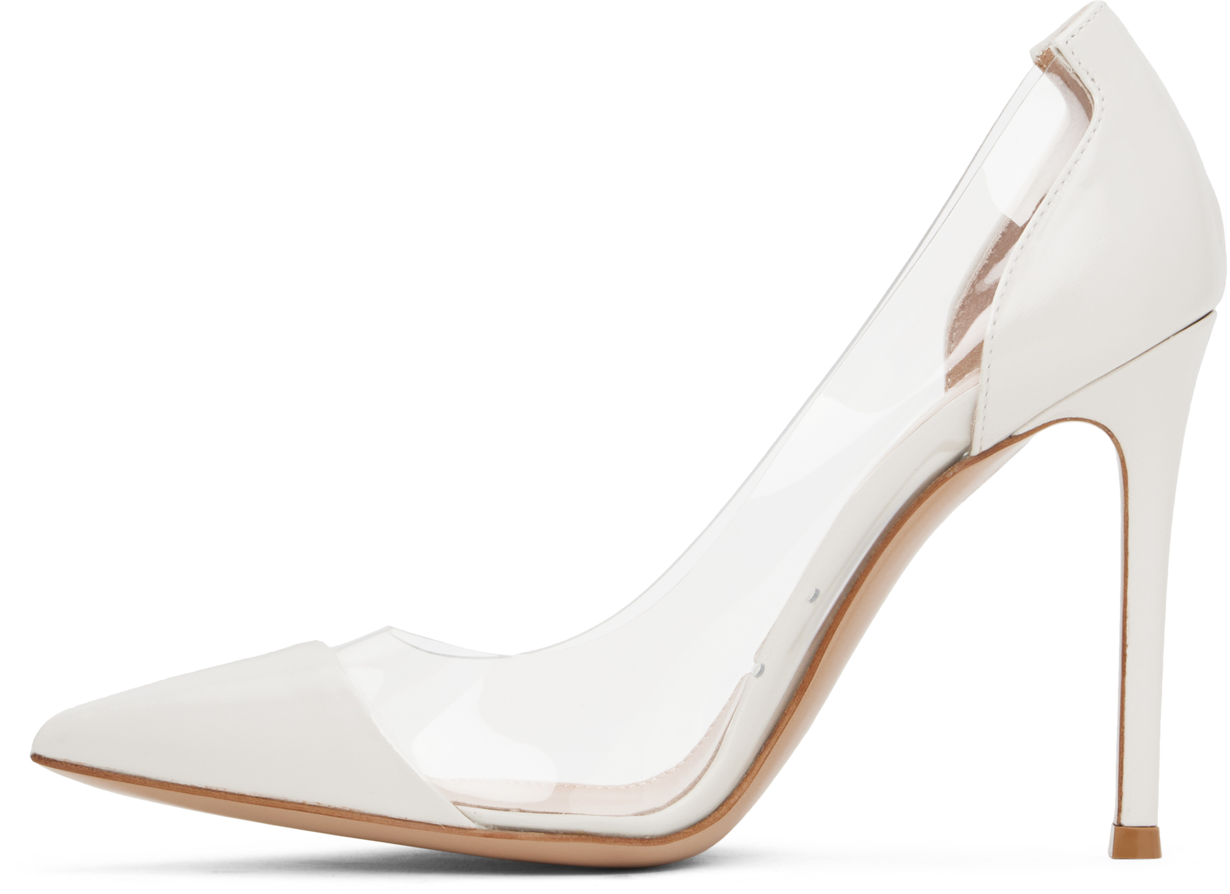 GIANVITO ROSSI OFF-WHITE PLEXI HEELS