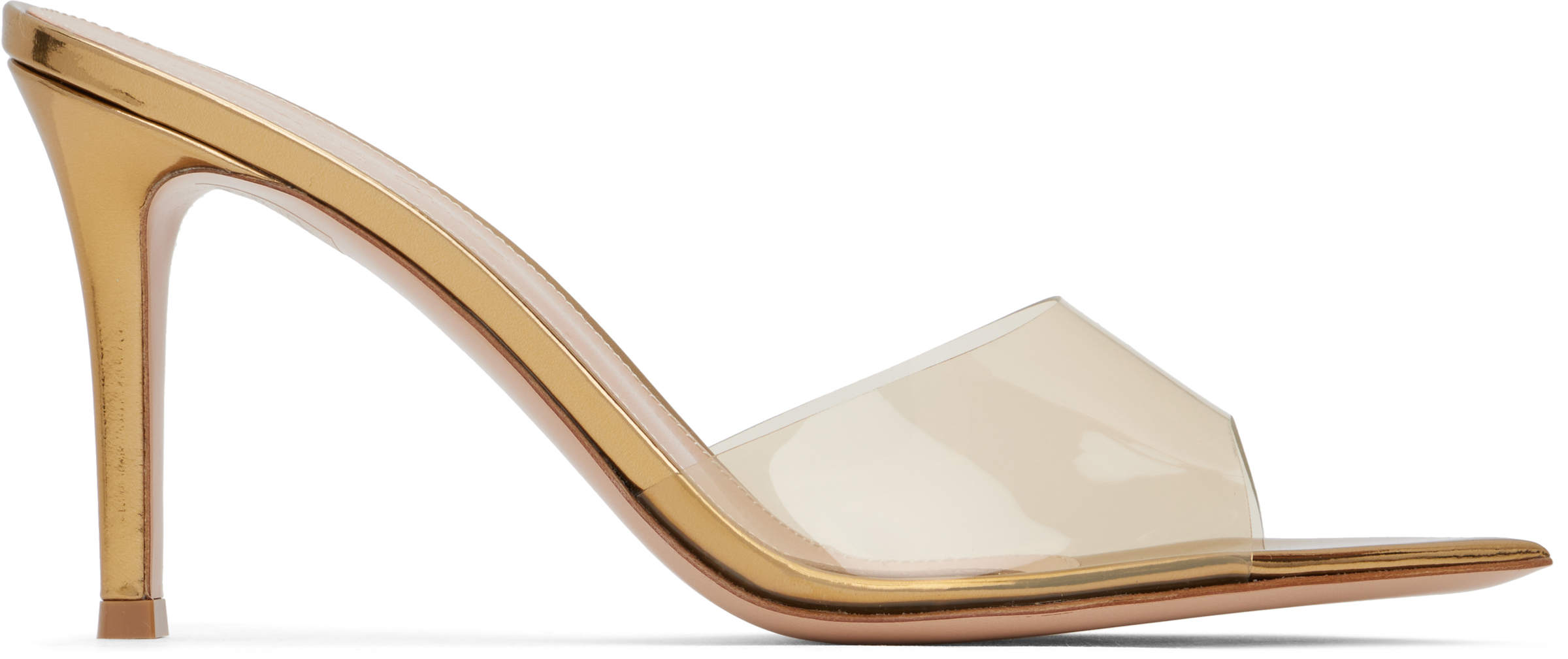 Gold Elle 85 Heeled Sandals by Gianvito Rossi on Sale