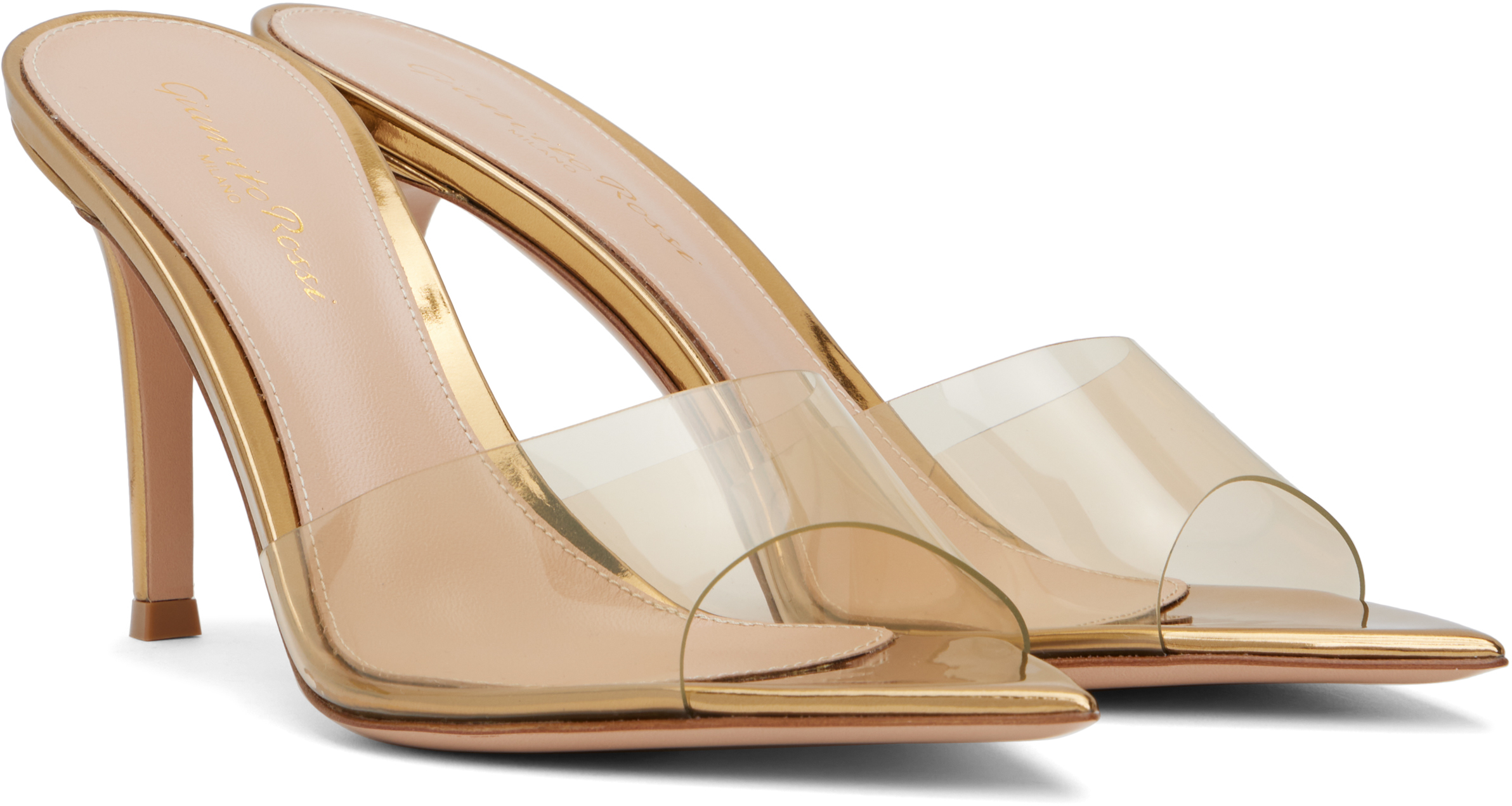 Gianvito Rossi Gold Elle 85 Heeled Sandals In Mekong+mekong