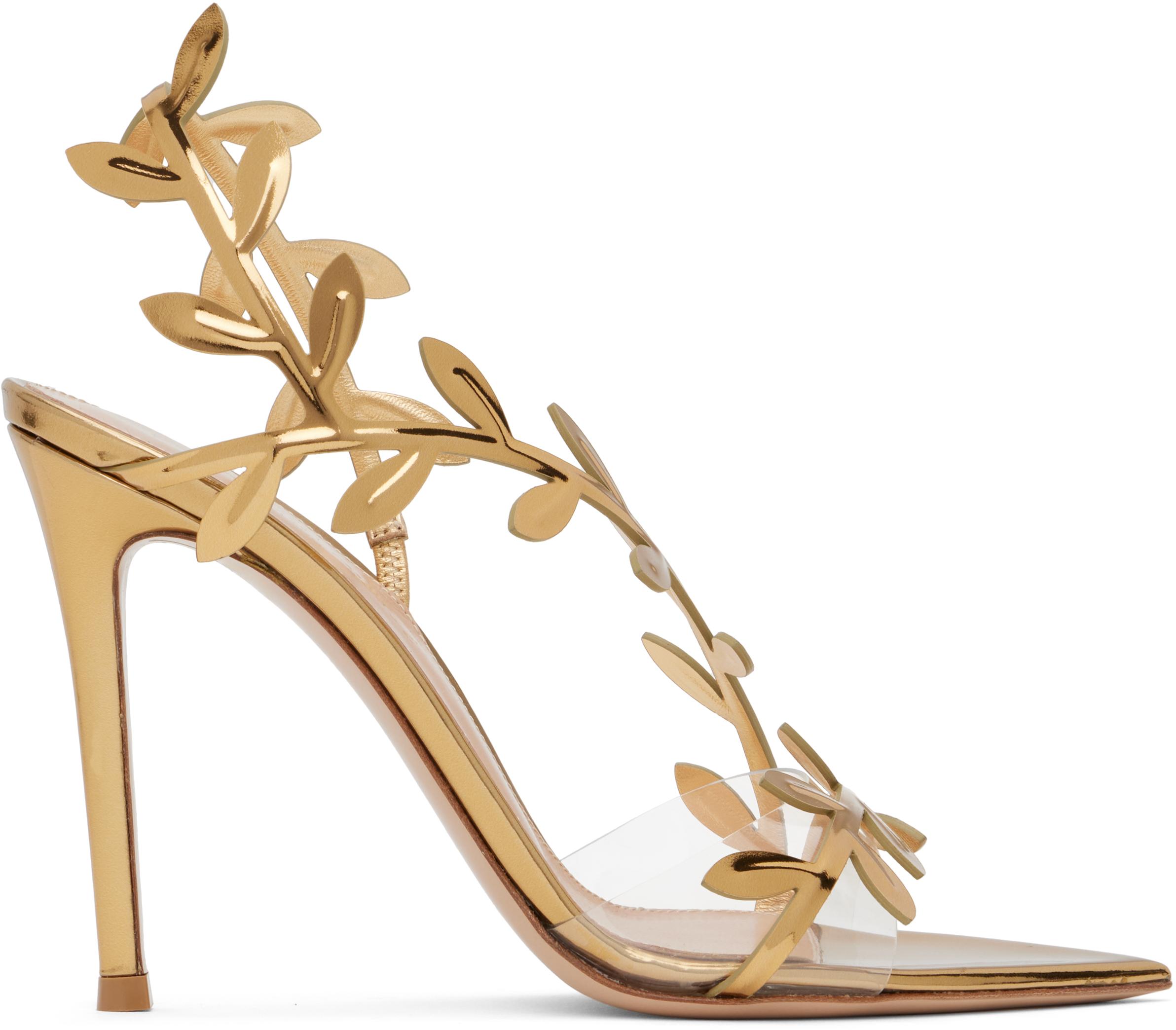 【関税込み】Gianvito Rossi ゴールド Flavia ヒールサンダル Gianvito Rossi: Gold Flavia Heeled Sandals | SSENSE