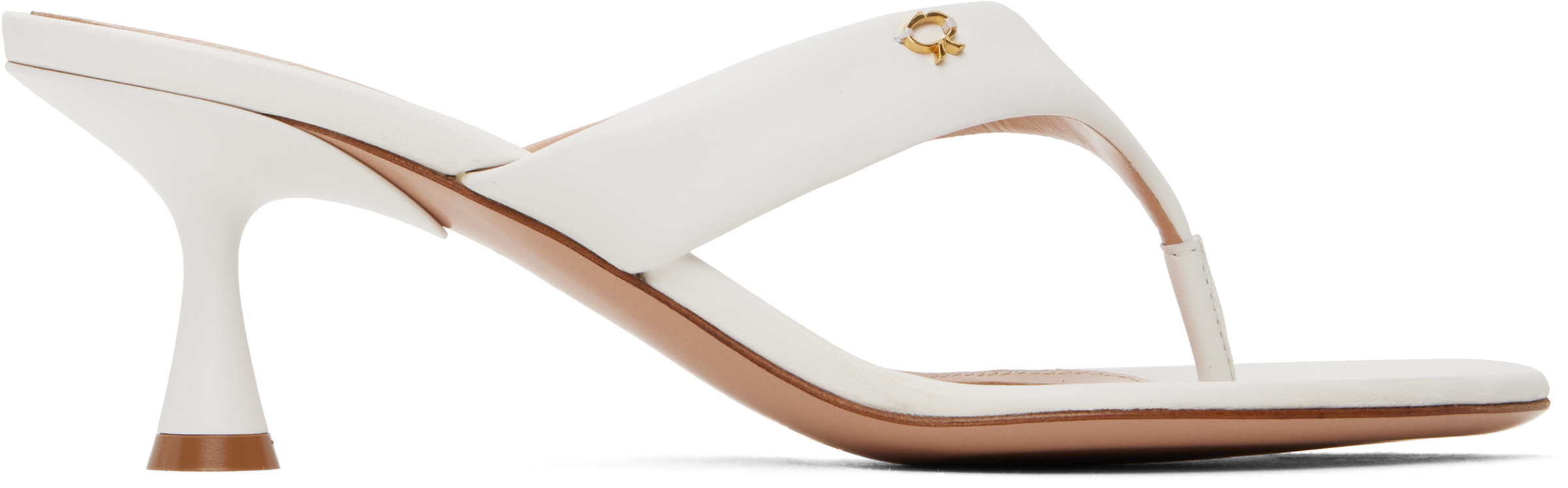 【関税込み】Gianvito Rossi ホワイト Ascent 55 ミュール White Ascent Thong 55 Heeled Sandals by Gianvito Rossi on Sale