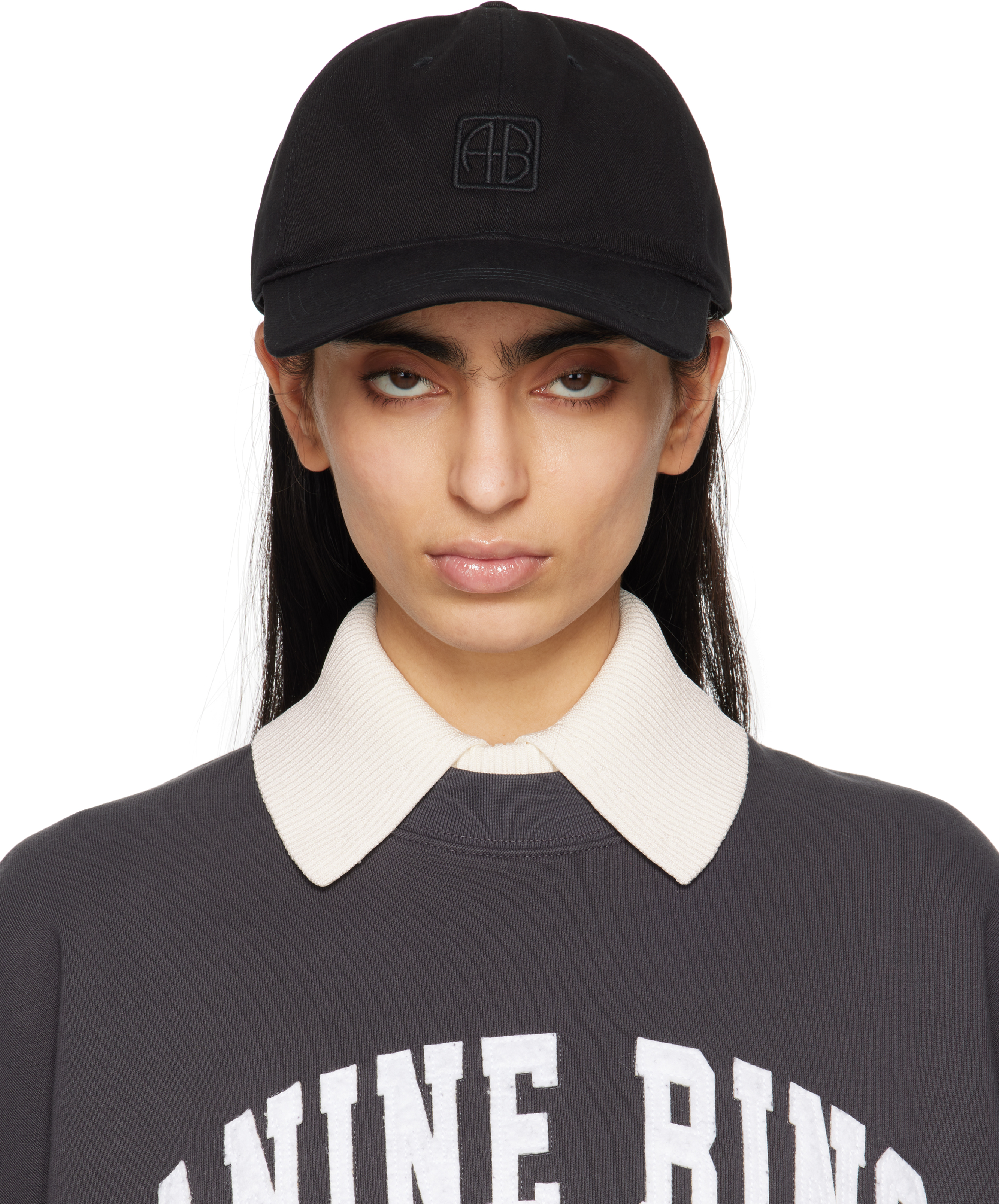 Black Jeremy Framed Monogram Baseball Cap