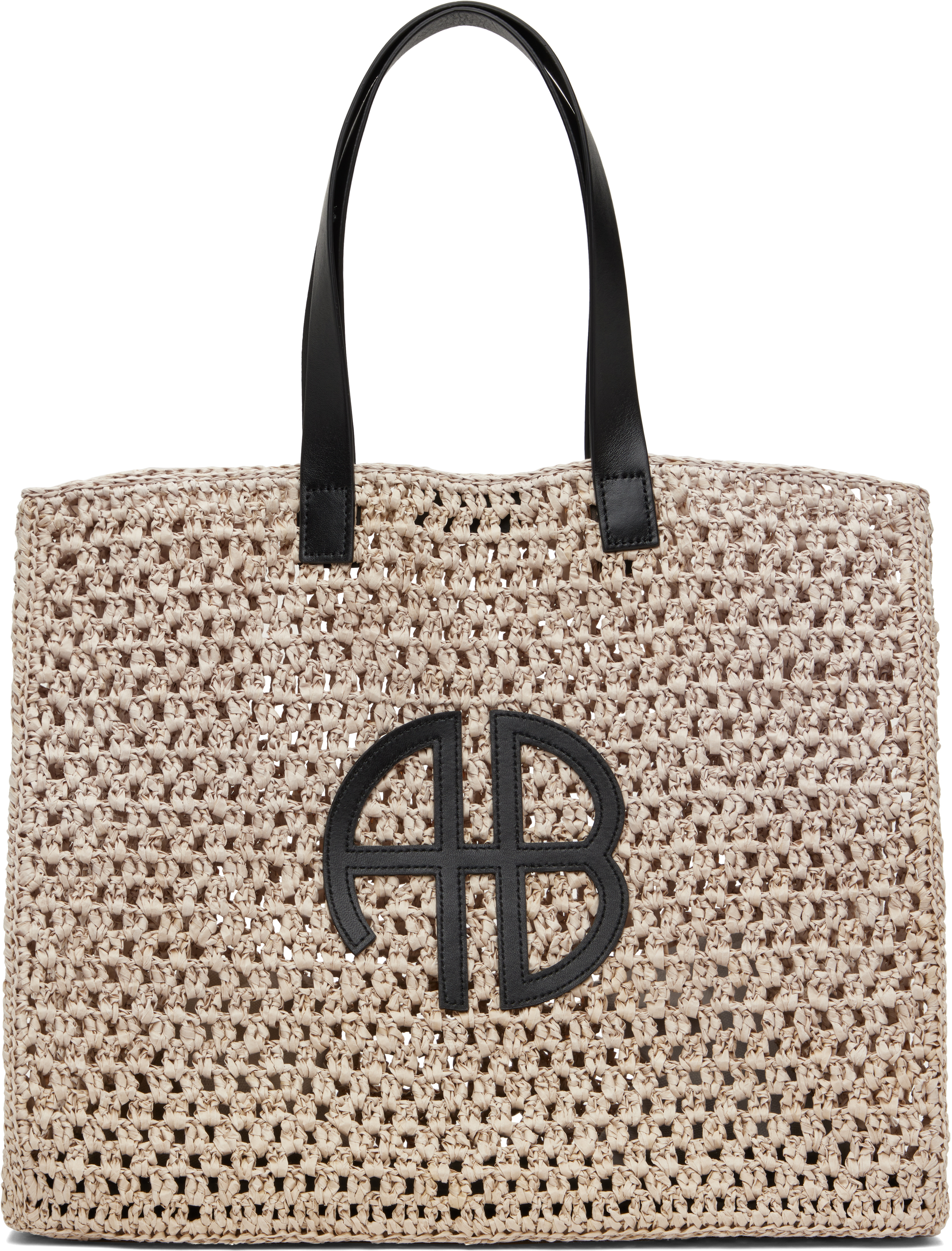 Anine Bing Beige Large Rio Tote In Gray