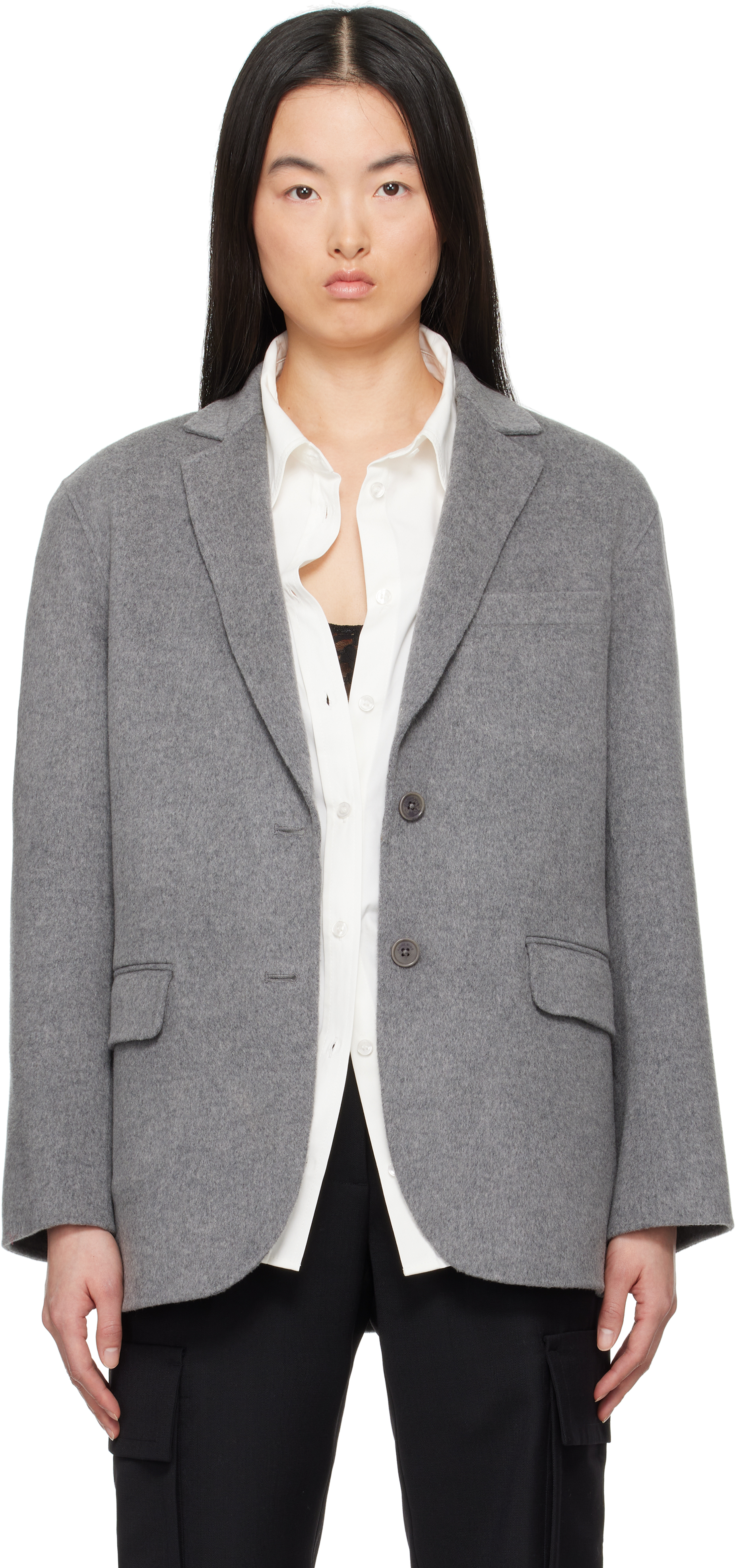 【関税込み】ANINE BING グレー Ginny ボディスーツ ANINE BING Ginny ボディスーツ | グレー | FARFETCH JP