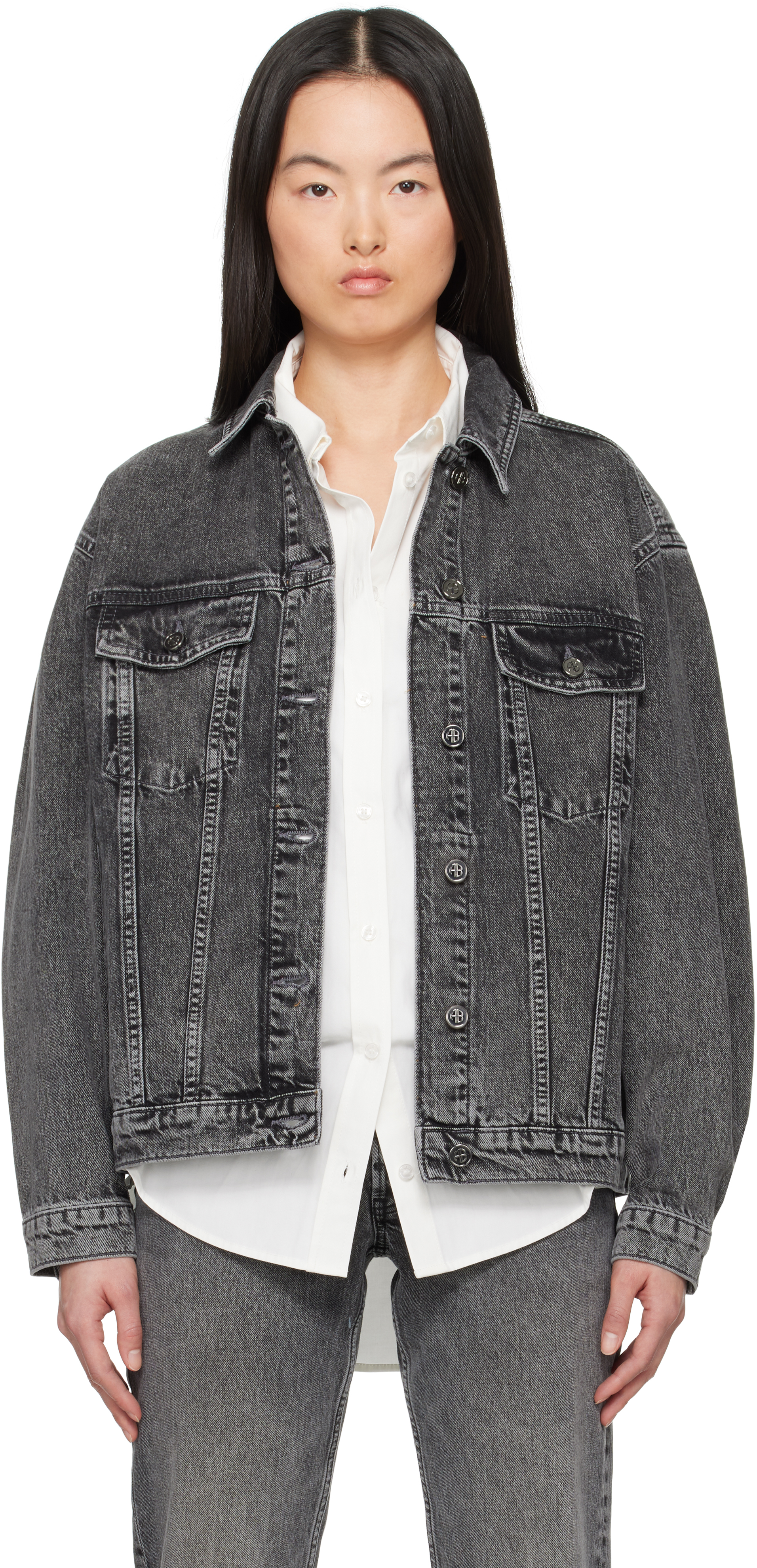 【関税込み】ANINE BING グレー Rory デニムジャケット Gray Rory Denim Jacket by ANINE BING on Sale