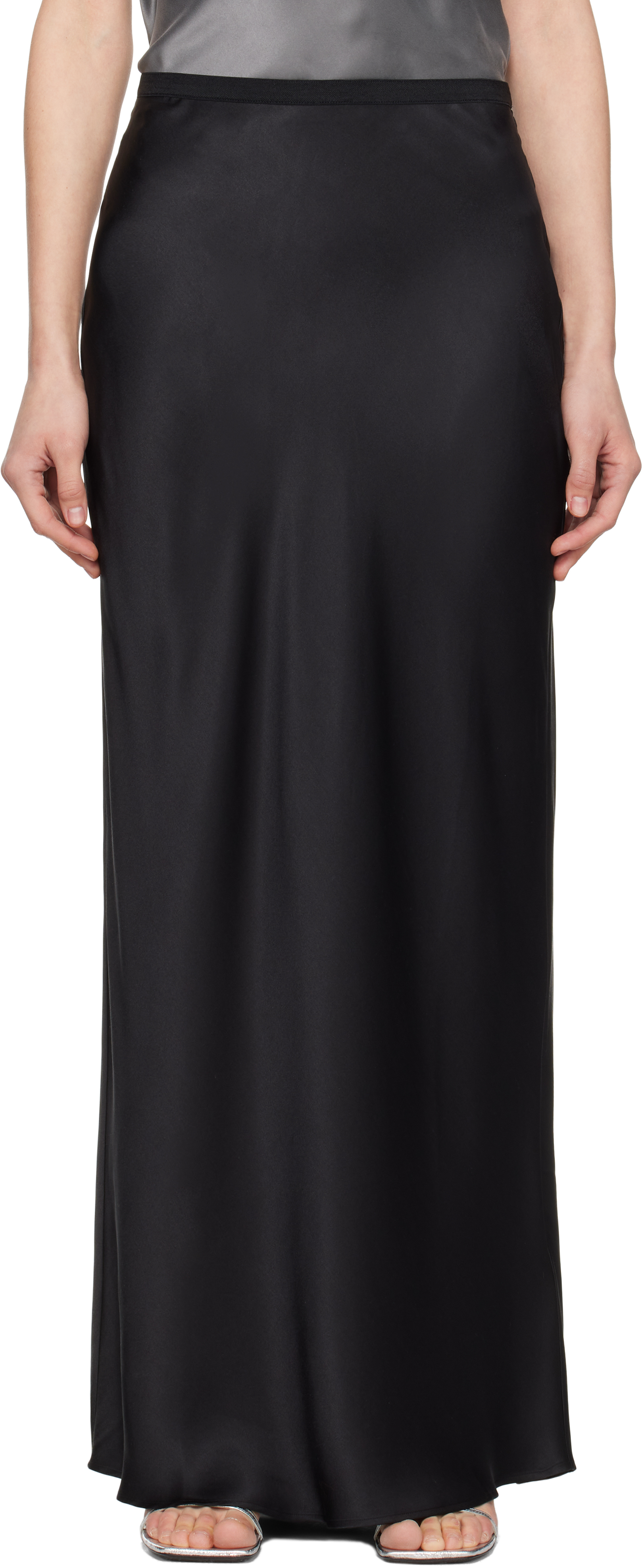 「ANINE BING」シルク マキシスカート ANINE BING Bar Silk Maxi Skirt - Black