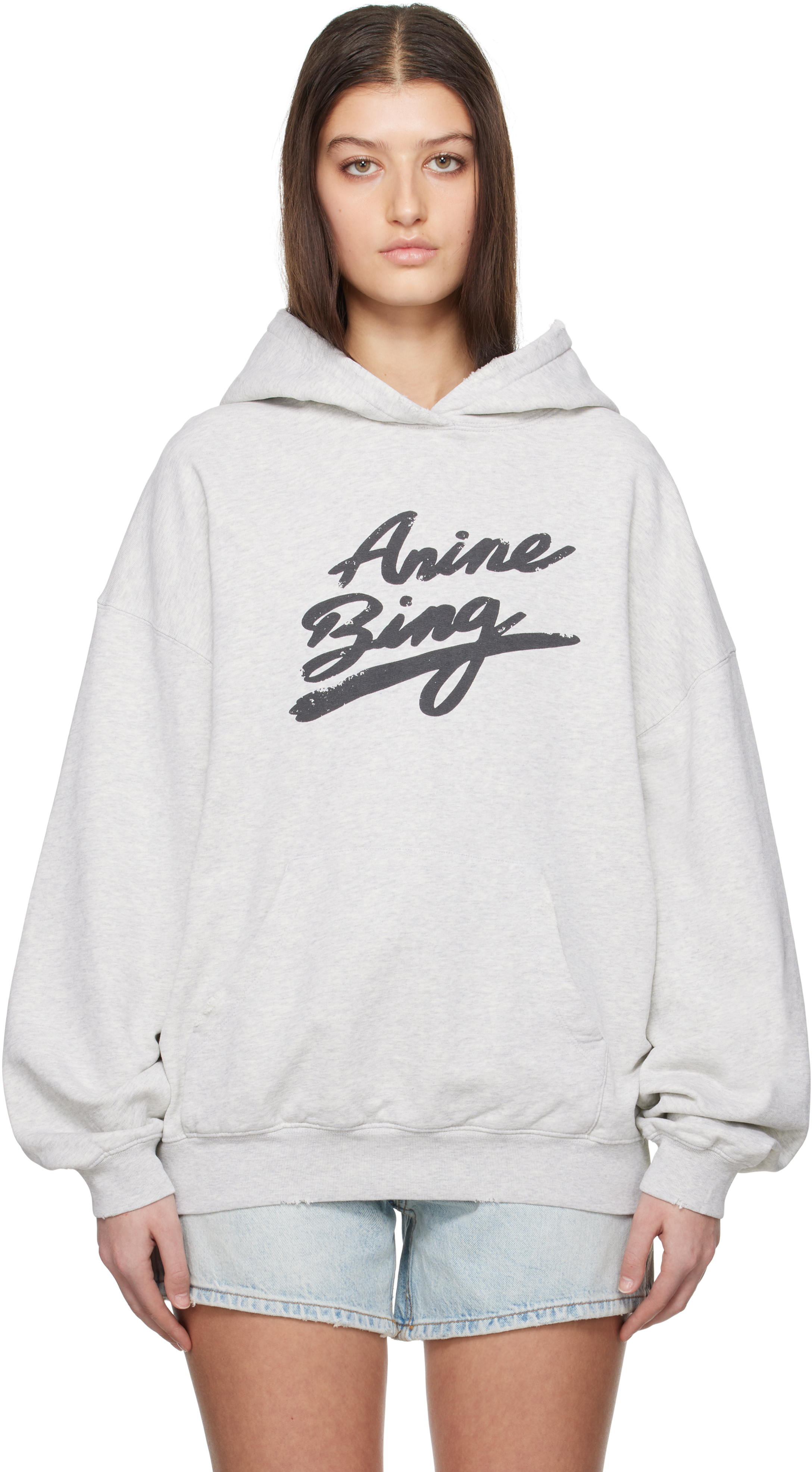Gray Harvey Signature Hoodie by ANINE BING on Sale
