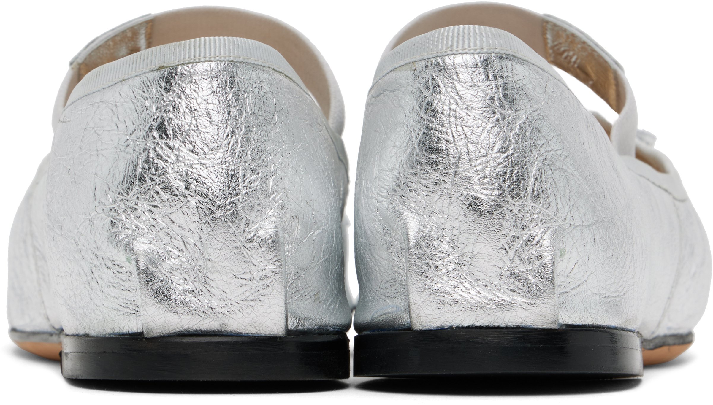Anine Bing Silver Jolie Ballerina Flats In Ivory