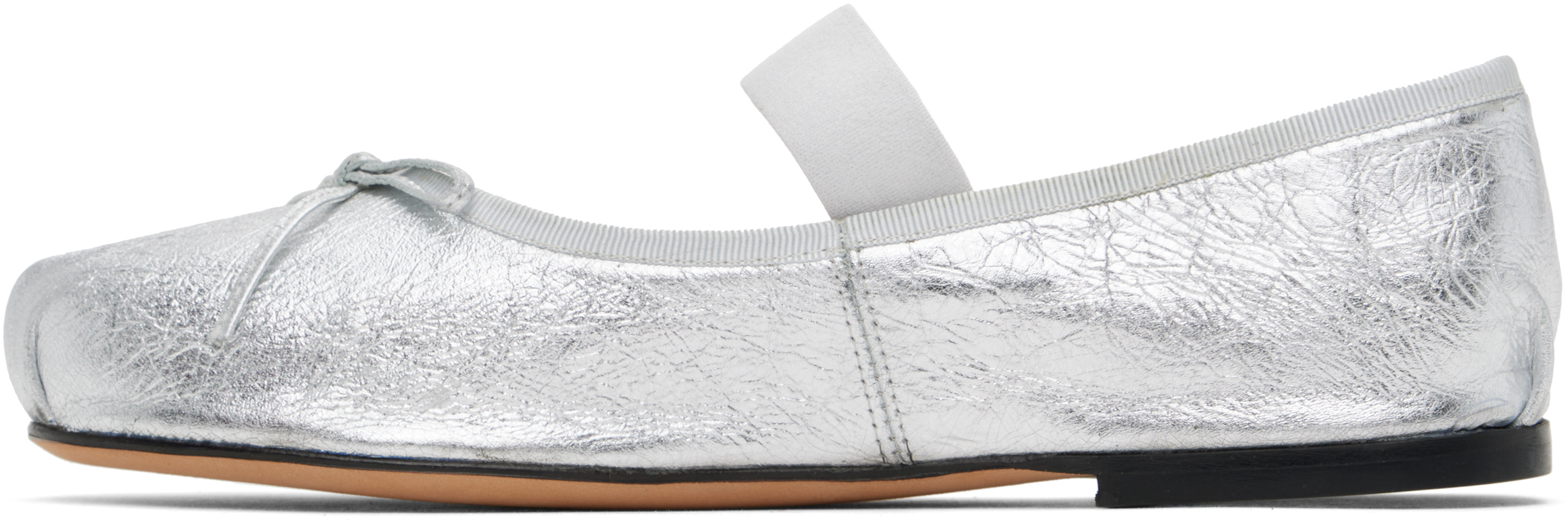 Anine Bing Silver Jolie Ballerina Flats In Ivory