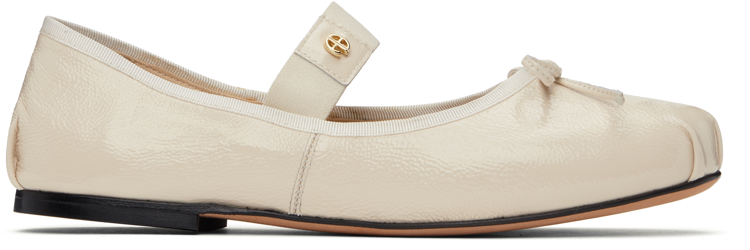 Shop Anine Bing Off-white Jolie Ballerina Flats In Ivory