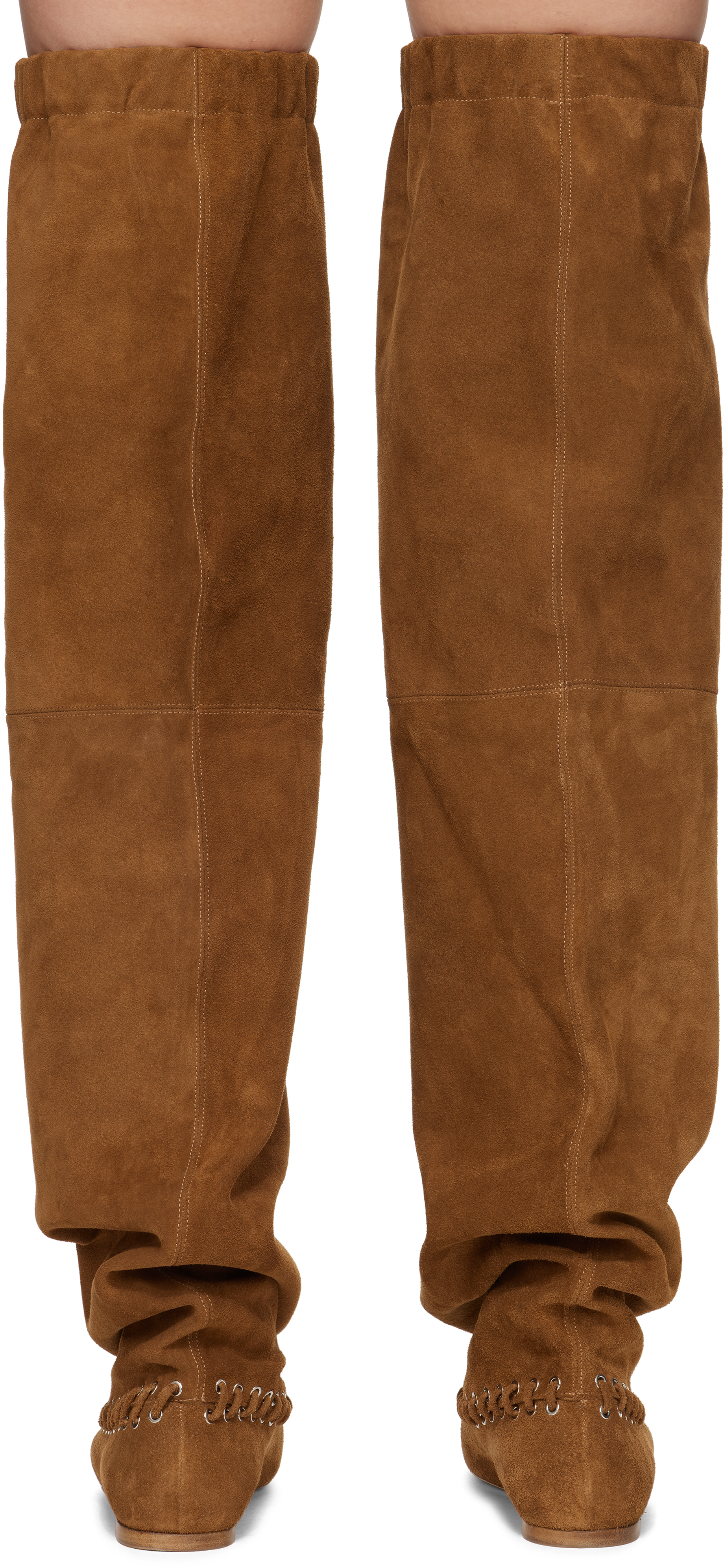 All In Brown Level Flat Thigh High Tall Boots