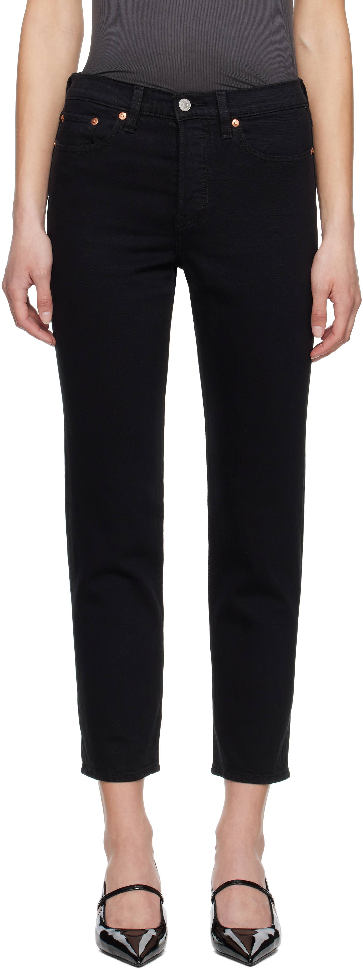 LEVI'S BLACK WEDGIE STRAIGHT FIT JEANS