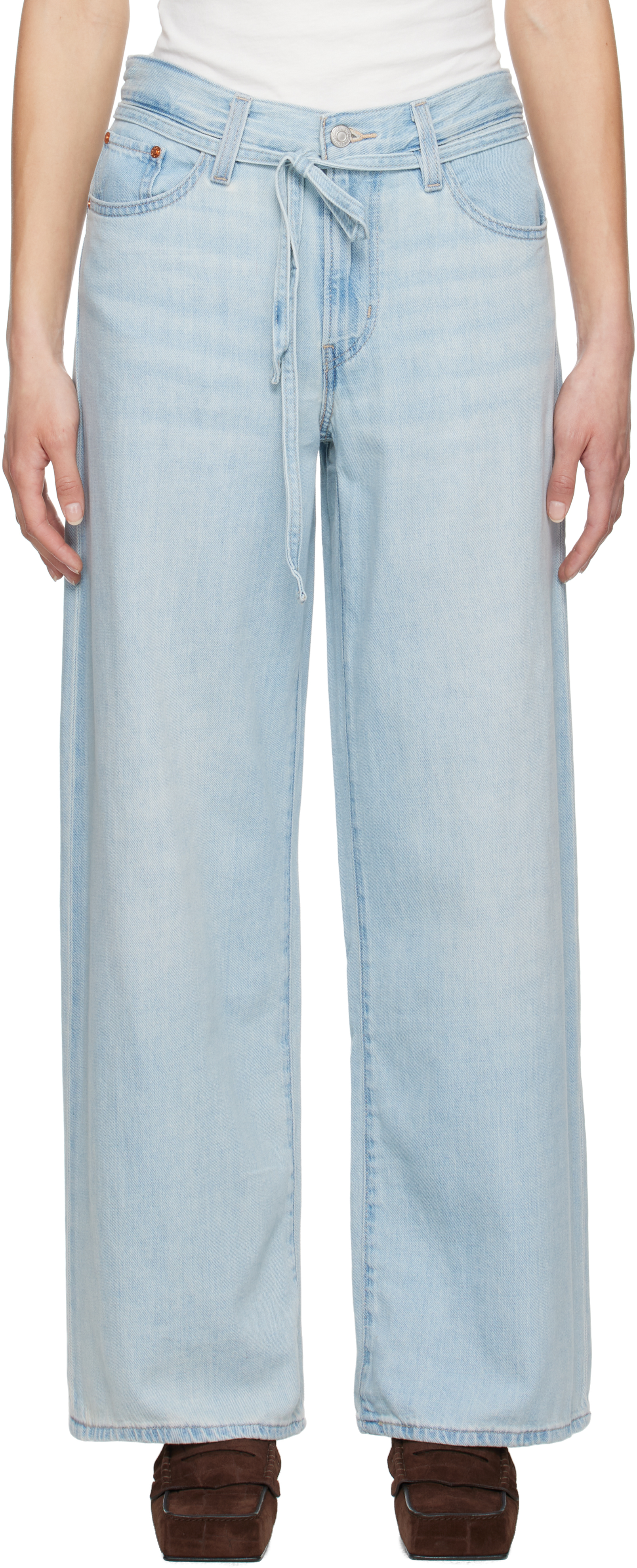 トレンド♪【Levi's】ブルー XL Baggy Straight Linen+ ジーンズ Xl Baggy Straight Linen+ Denim Women's Jeans - Light Wash
