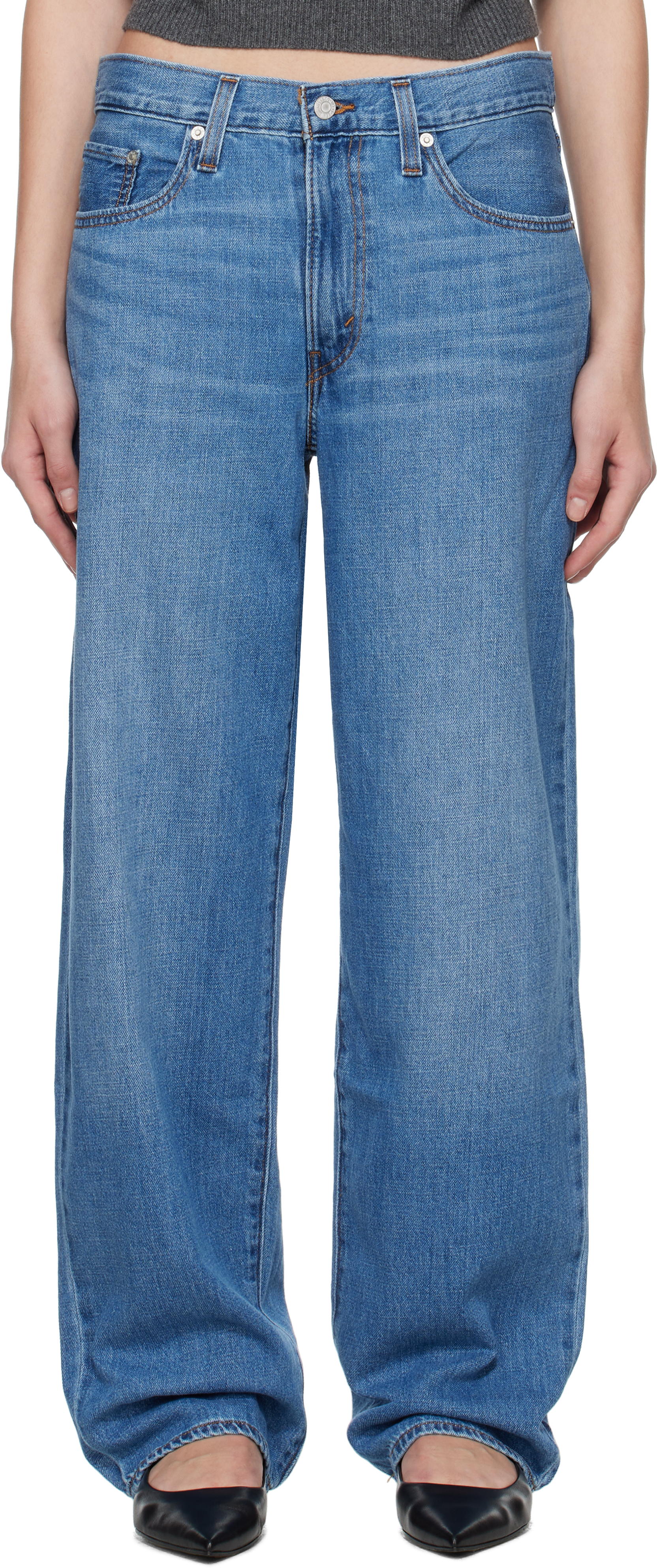 Blue Baggy Dad Linen+ Jeans