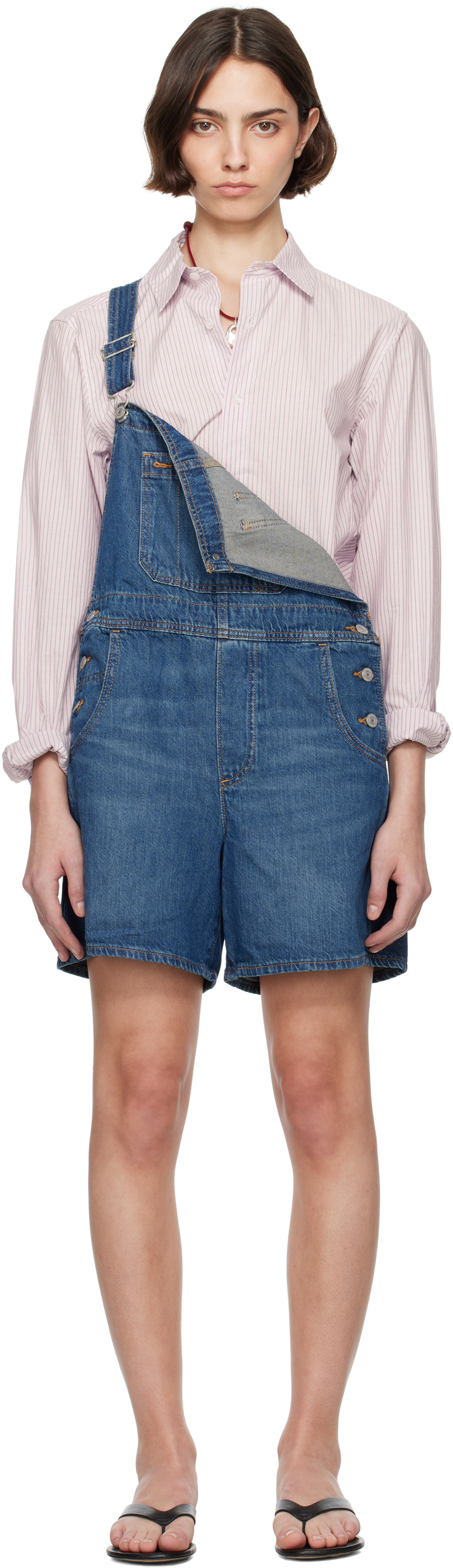 Blue Utility Shortall Denim Overalls