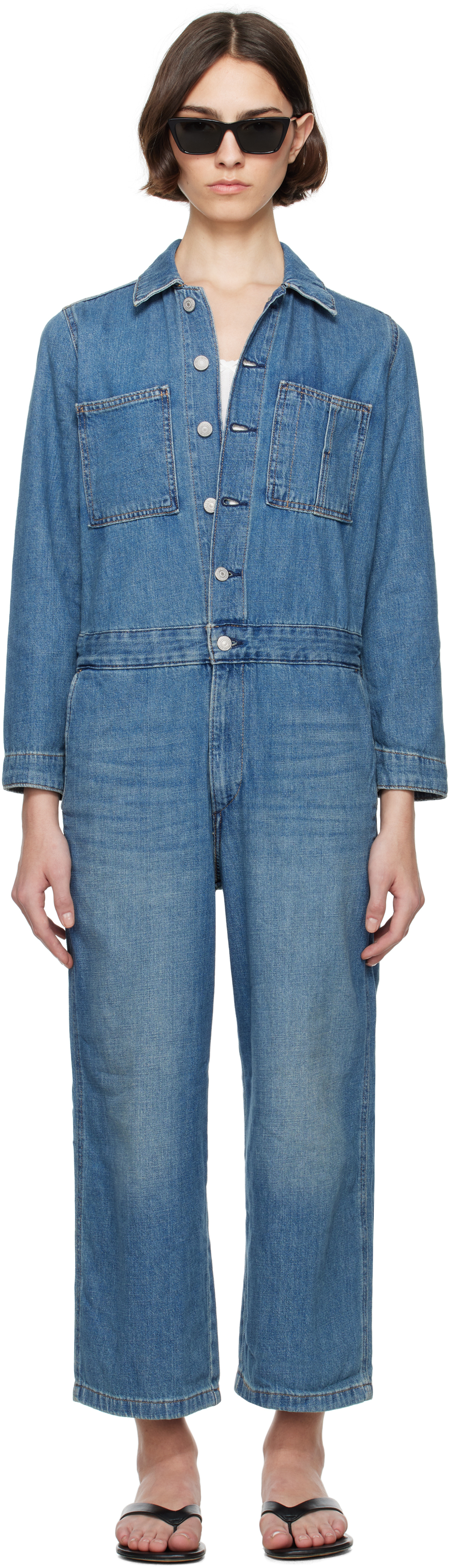 Blue Iconic Linen+ Denim Jumpsuit