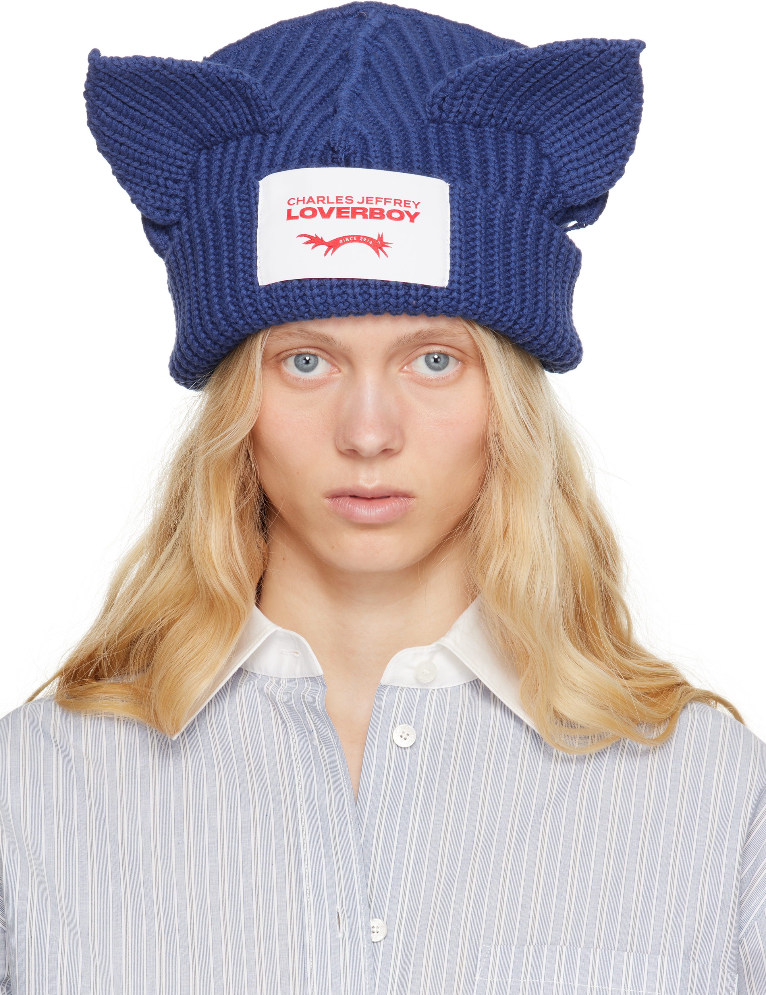 Charles Jeffrey Loverboy Blue Chunky Ears Beanie In Blue