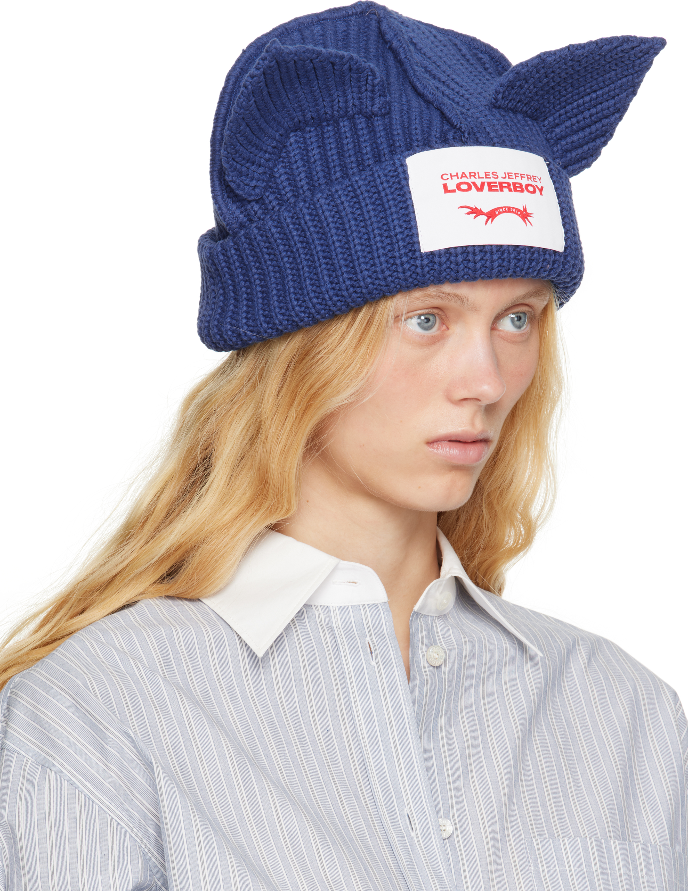 Charles Jeffrey Loverboy Blue Chunky Ears Beanie In Blue