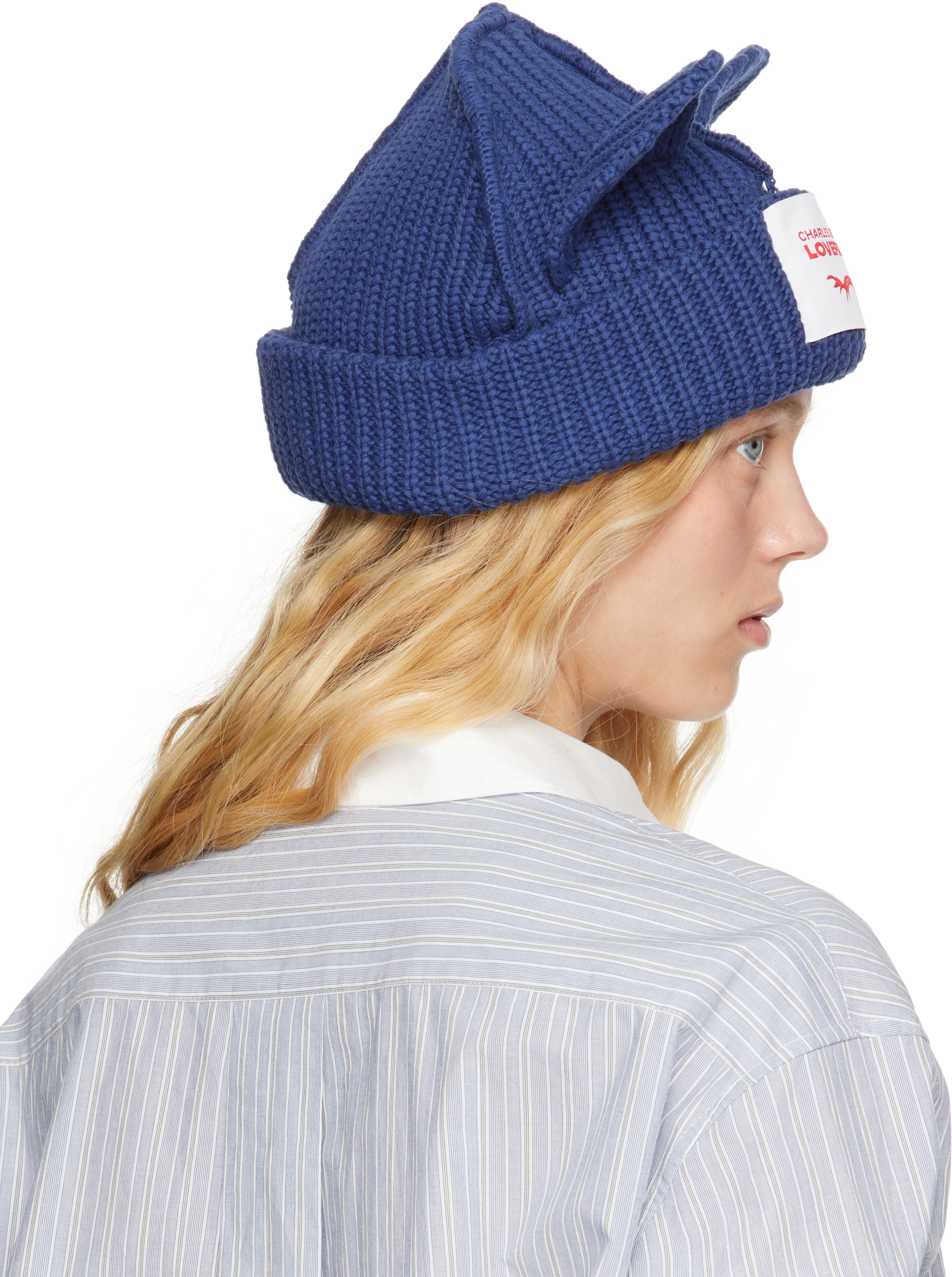 Charles Jeffrey Loverboy Blue Chunky Ears Beanie In Blue