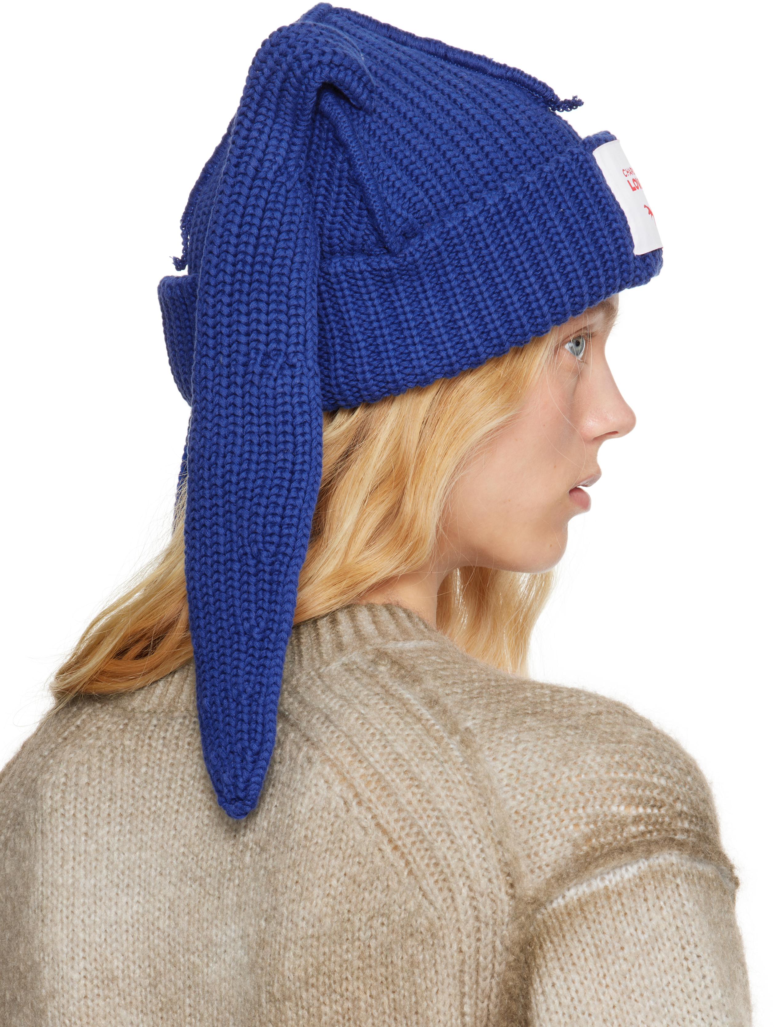 Charles Jeffrey Loverboy Blue Chunky Rabbit Beanie In Blue