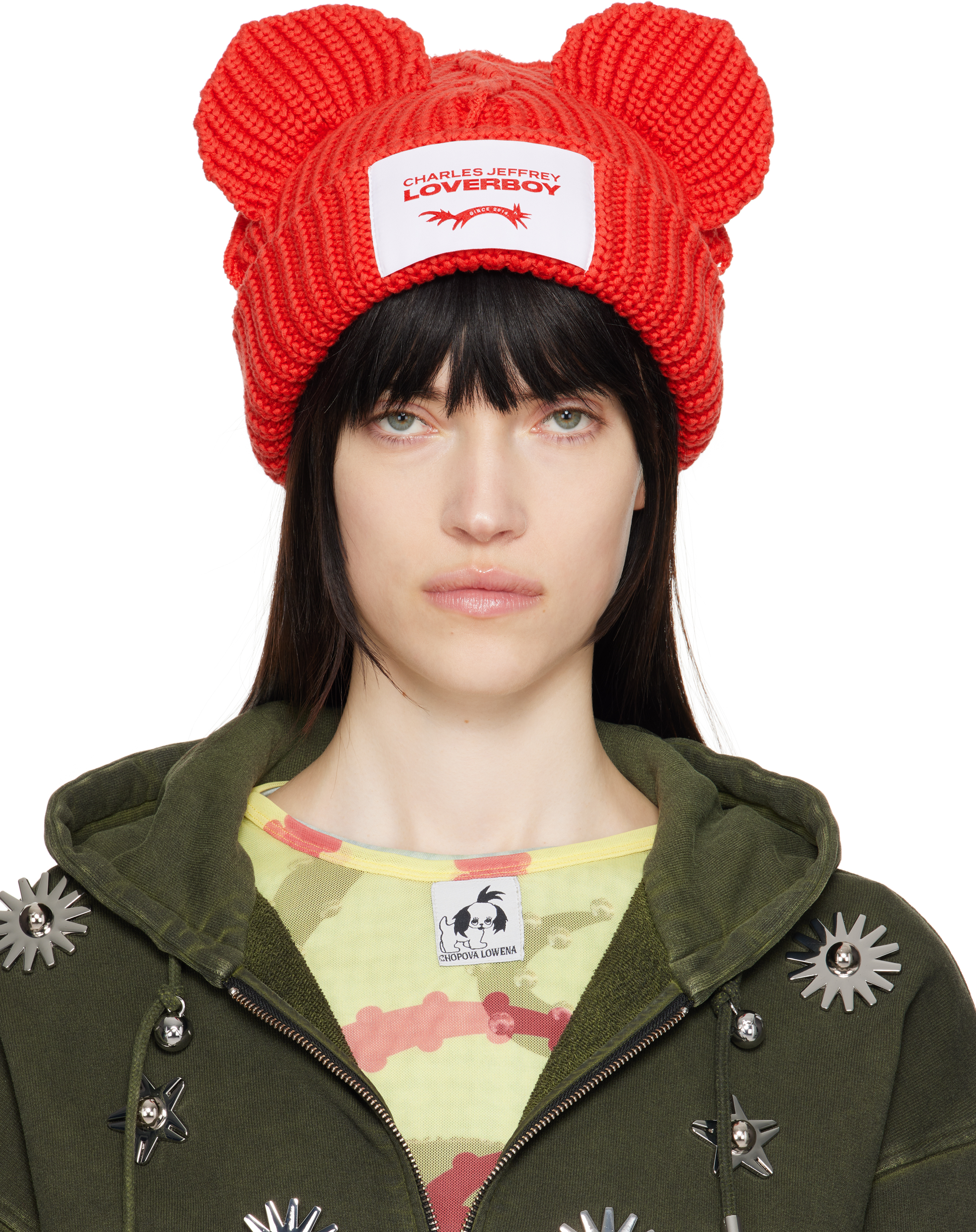 Red Chunky Ears Beanie