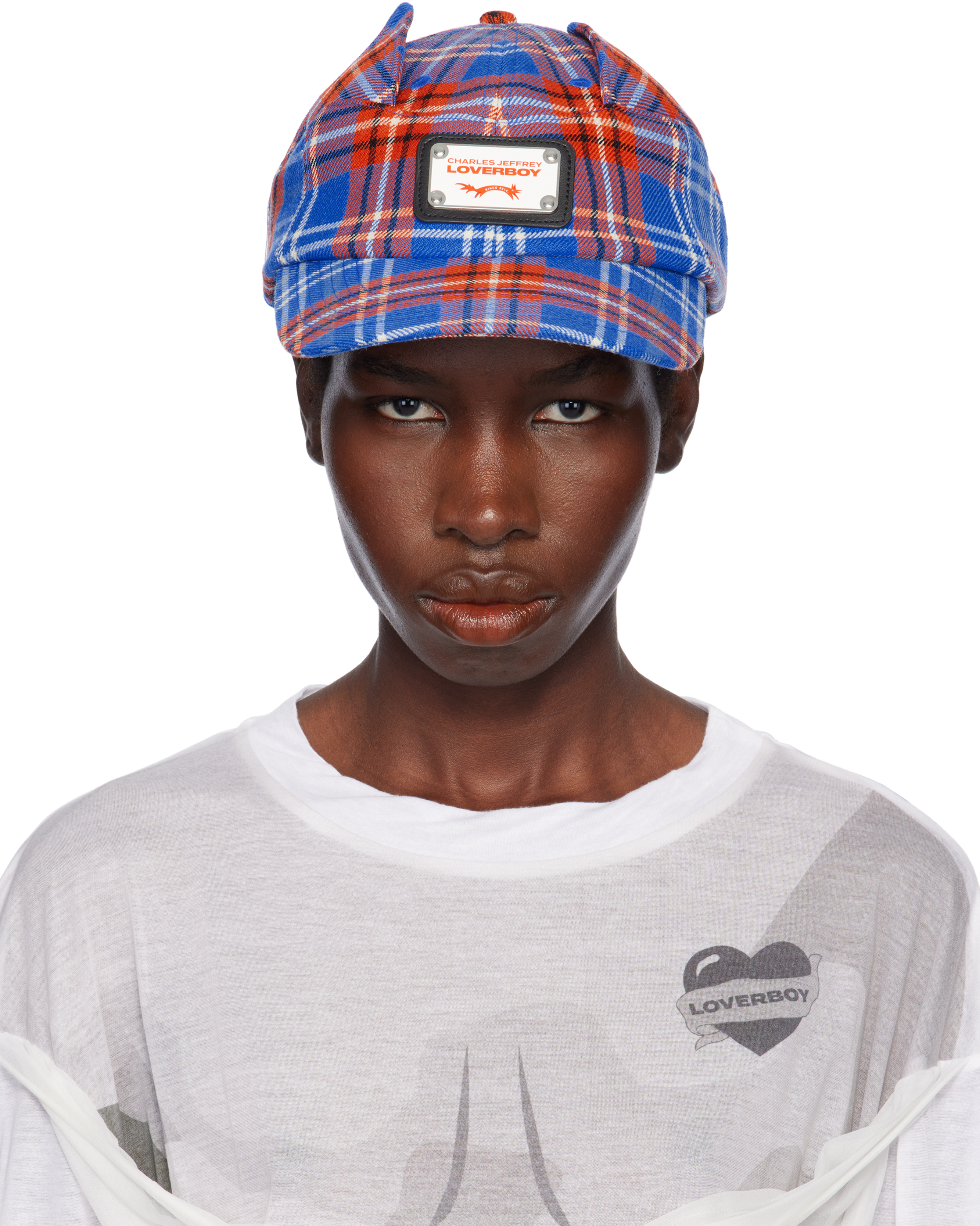 Charles Jeffrey LOVERBOY: Blue & Red Ears Cap | SSENSE