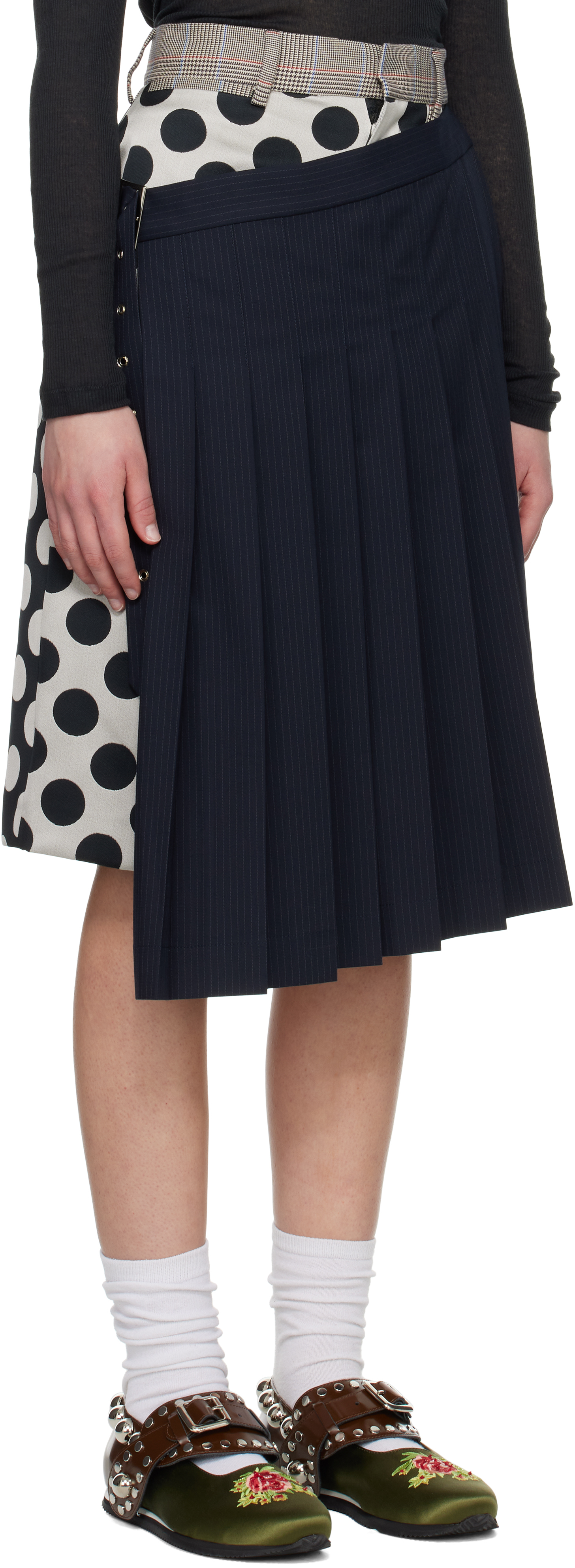 Charles Jeffrey Loverboy Navy & Beige Waisted Skort