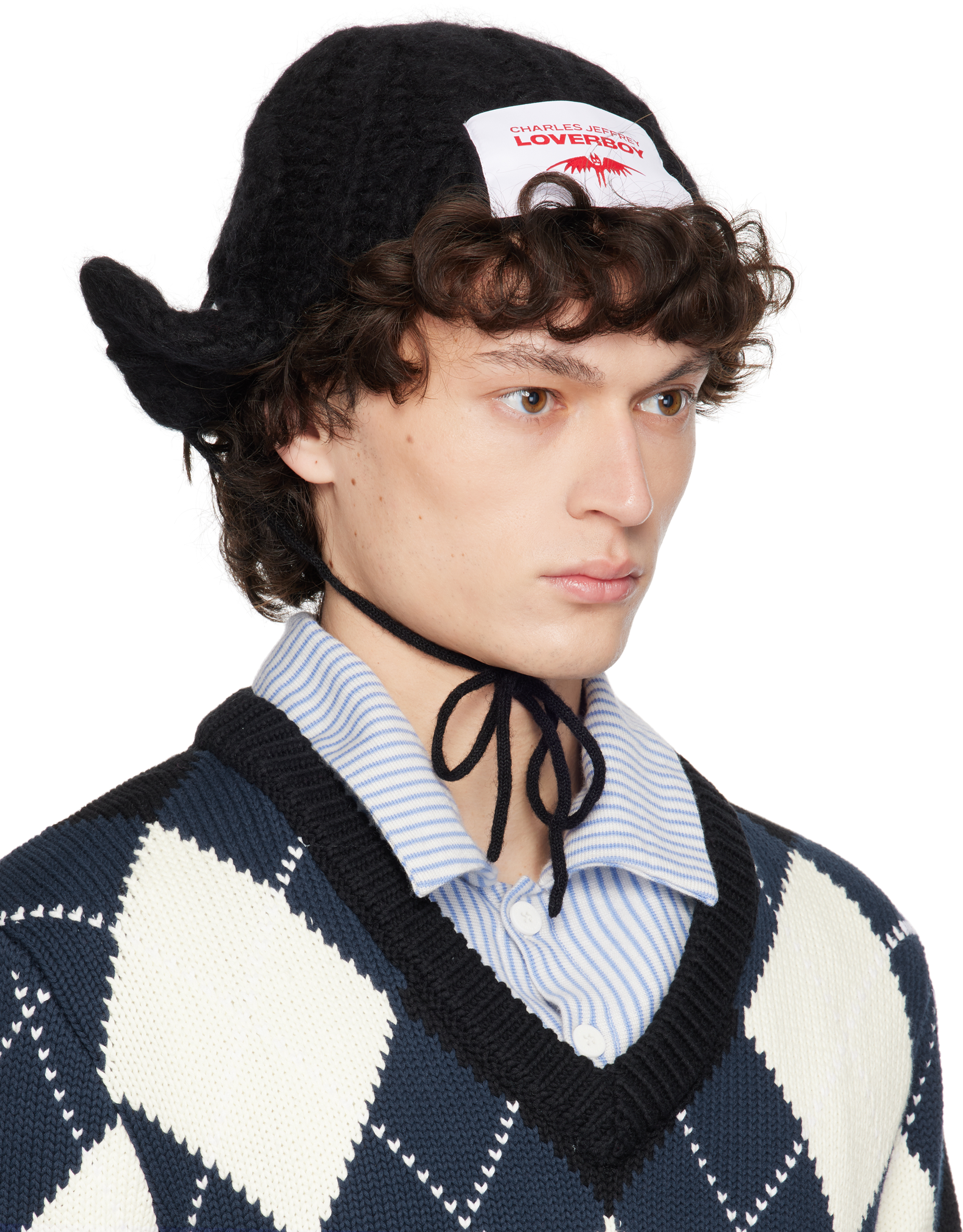 Charles Jeffrey Loverboy Black Chunky Aviator Beanie In Black