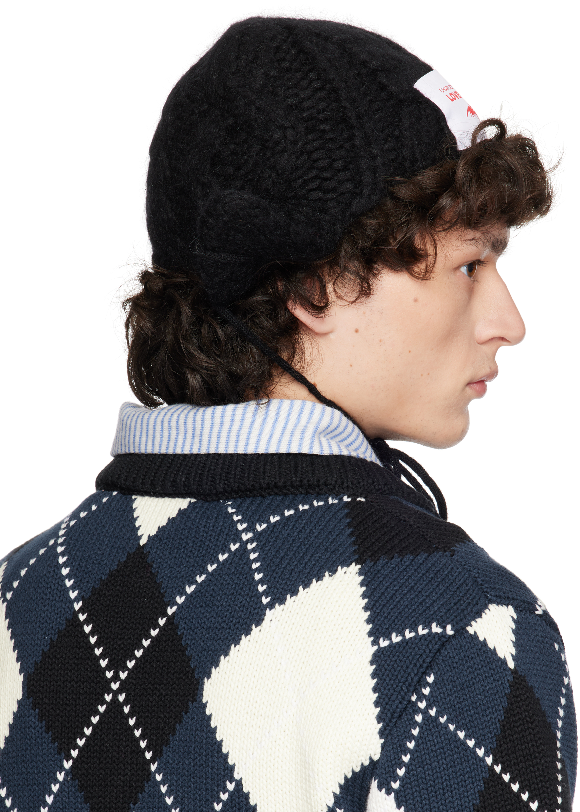 Charles Jeffrey Loverboy Black Chunky Aviator Beanie In Black