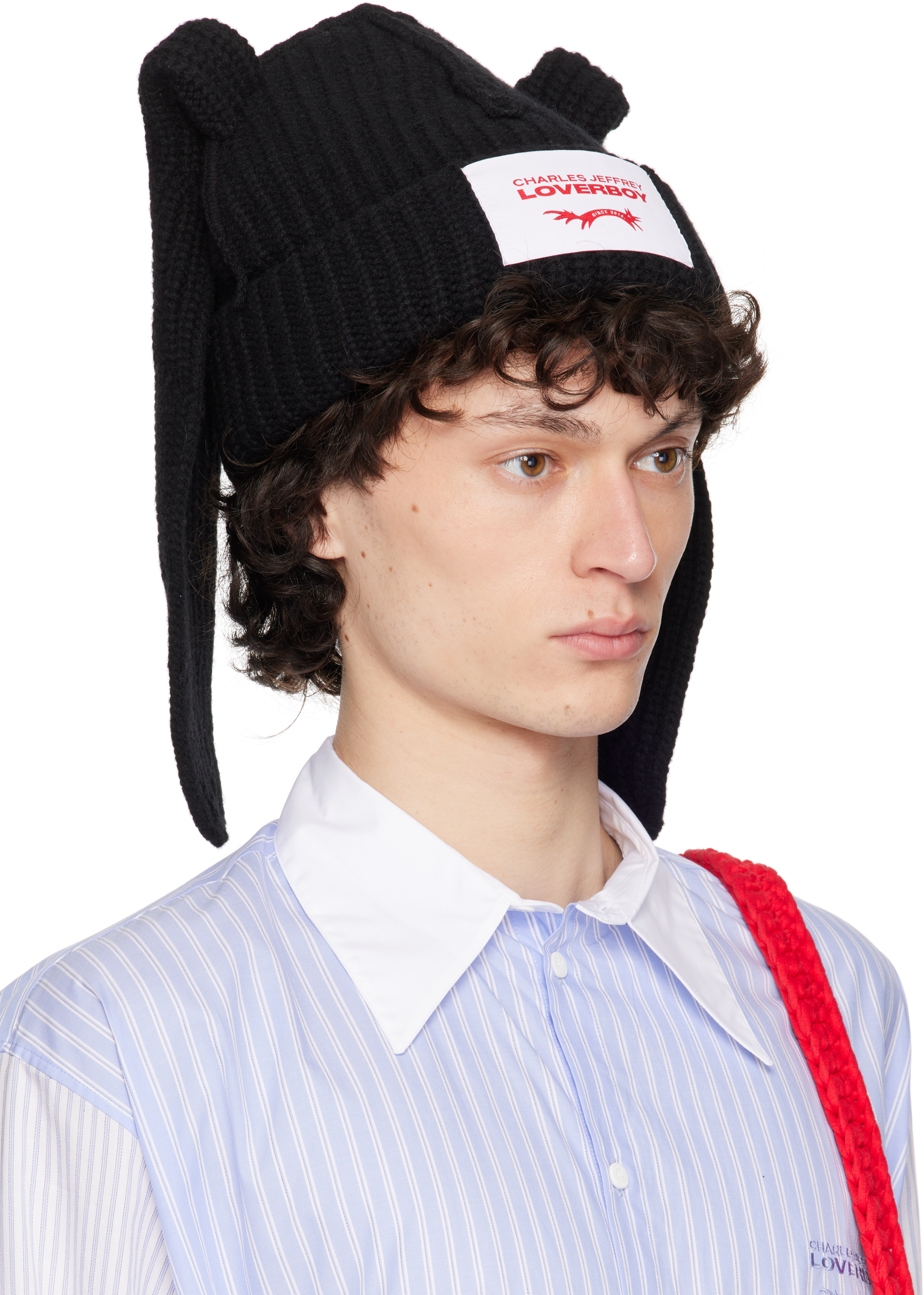 Charles Jeffrey Loverboy Black Chunky Rabbit Beanie In Black